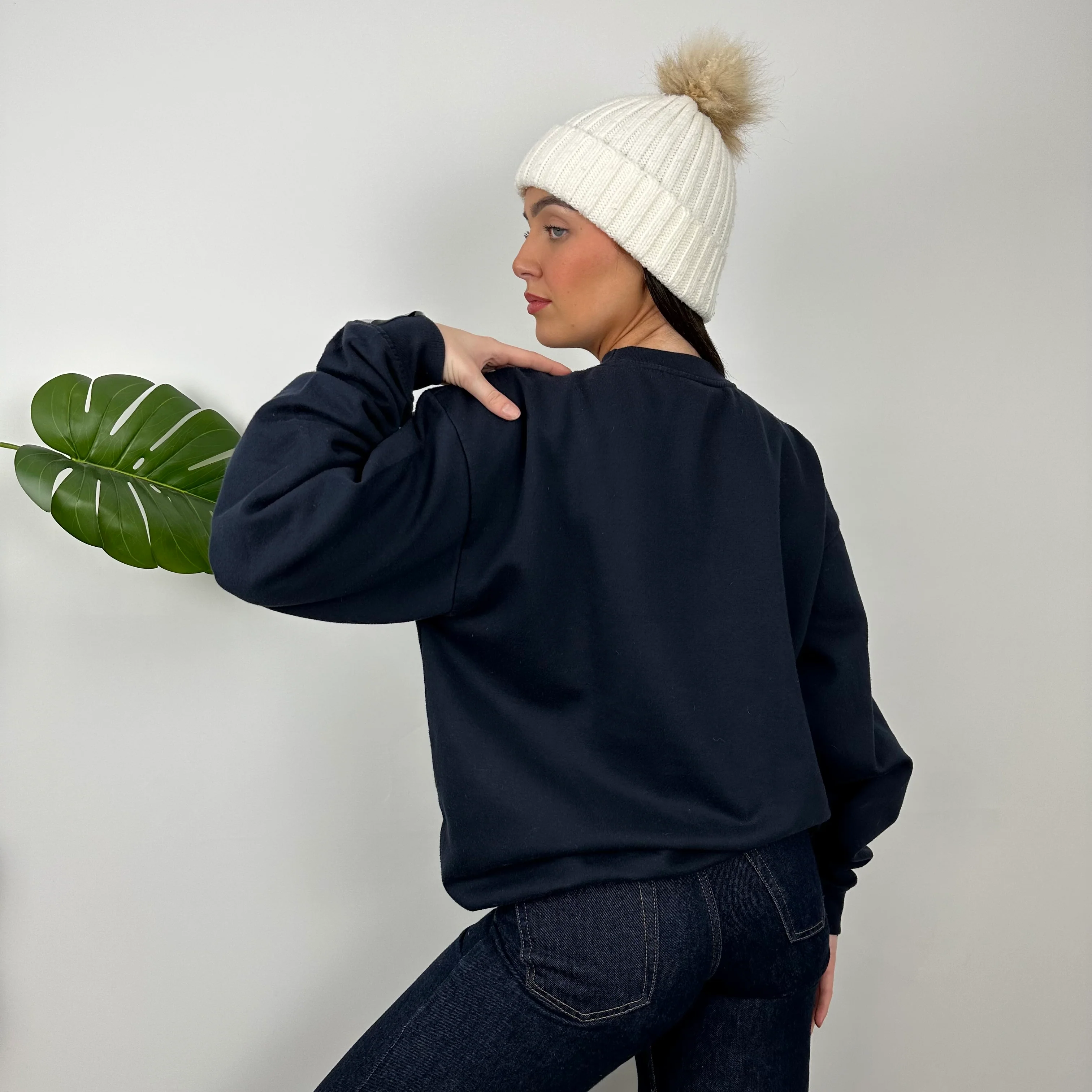 Reebok RARE Navy Embroidered Spell Out Sweatshirt (M) - Image 5