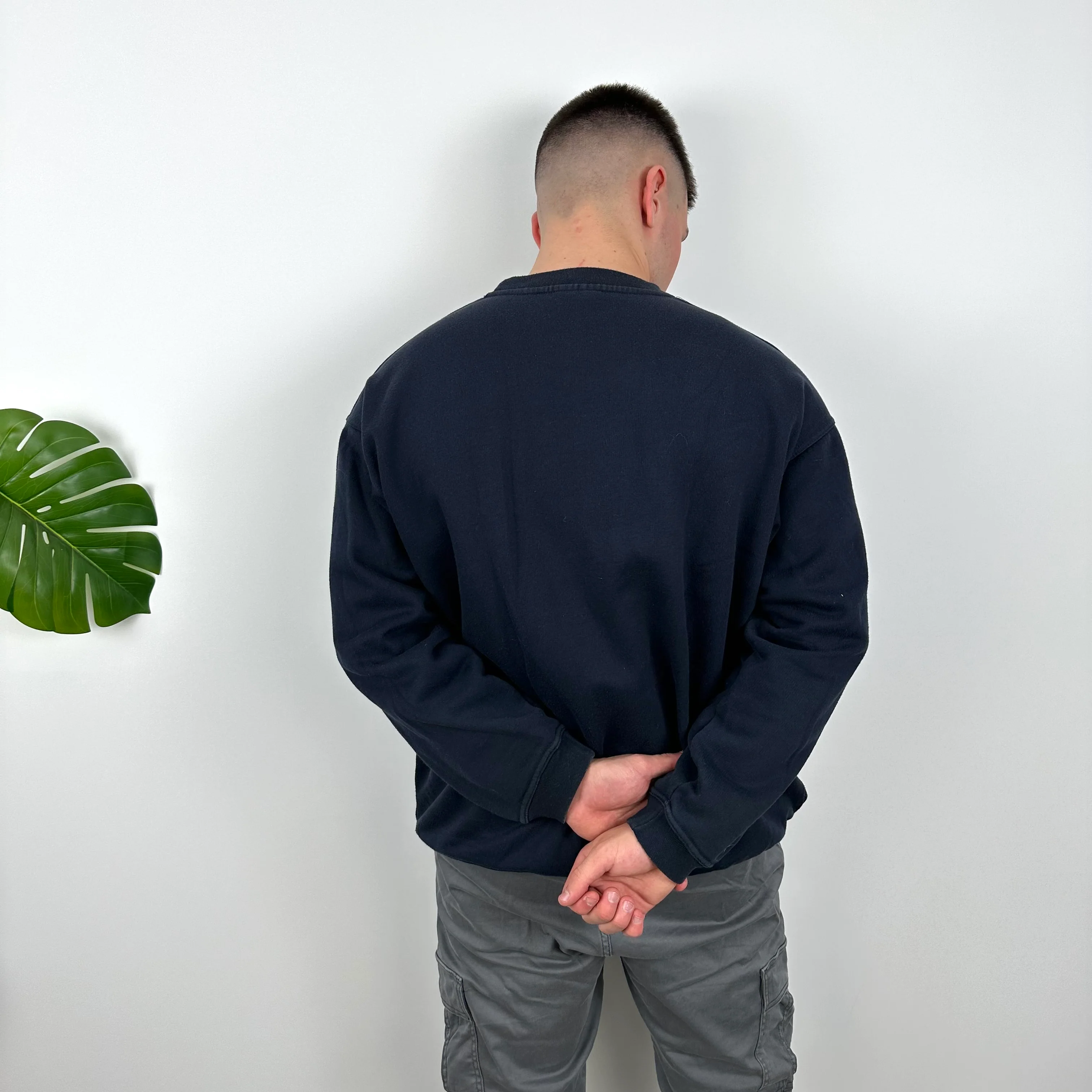 Reebok RARE Navy Embroidered Spell Out Sweatshirt (L) - Image 9