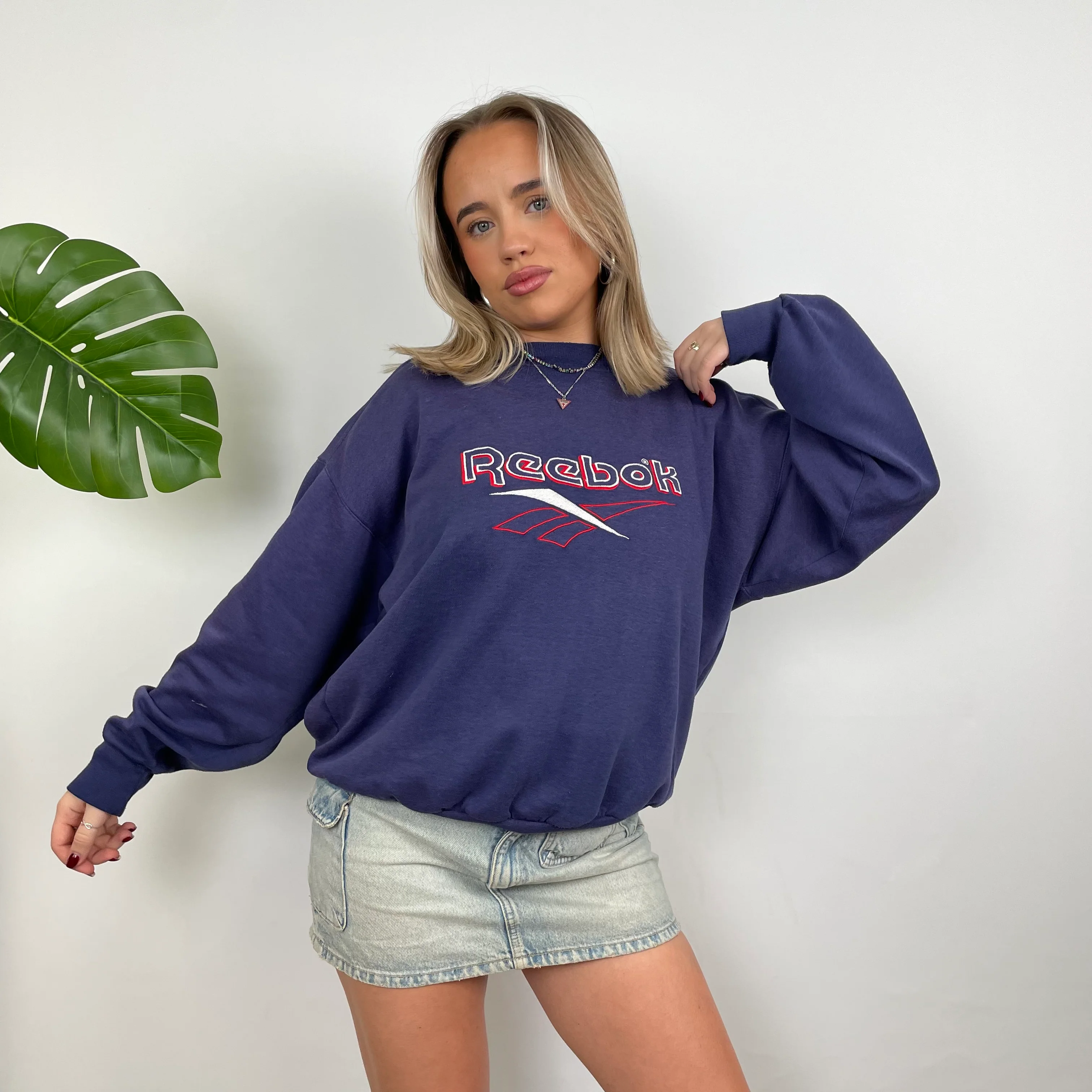 Reebok RARE Purple Embroidered Spell Out Sweatshirt (S) - Image 2