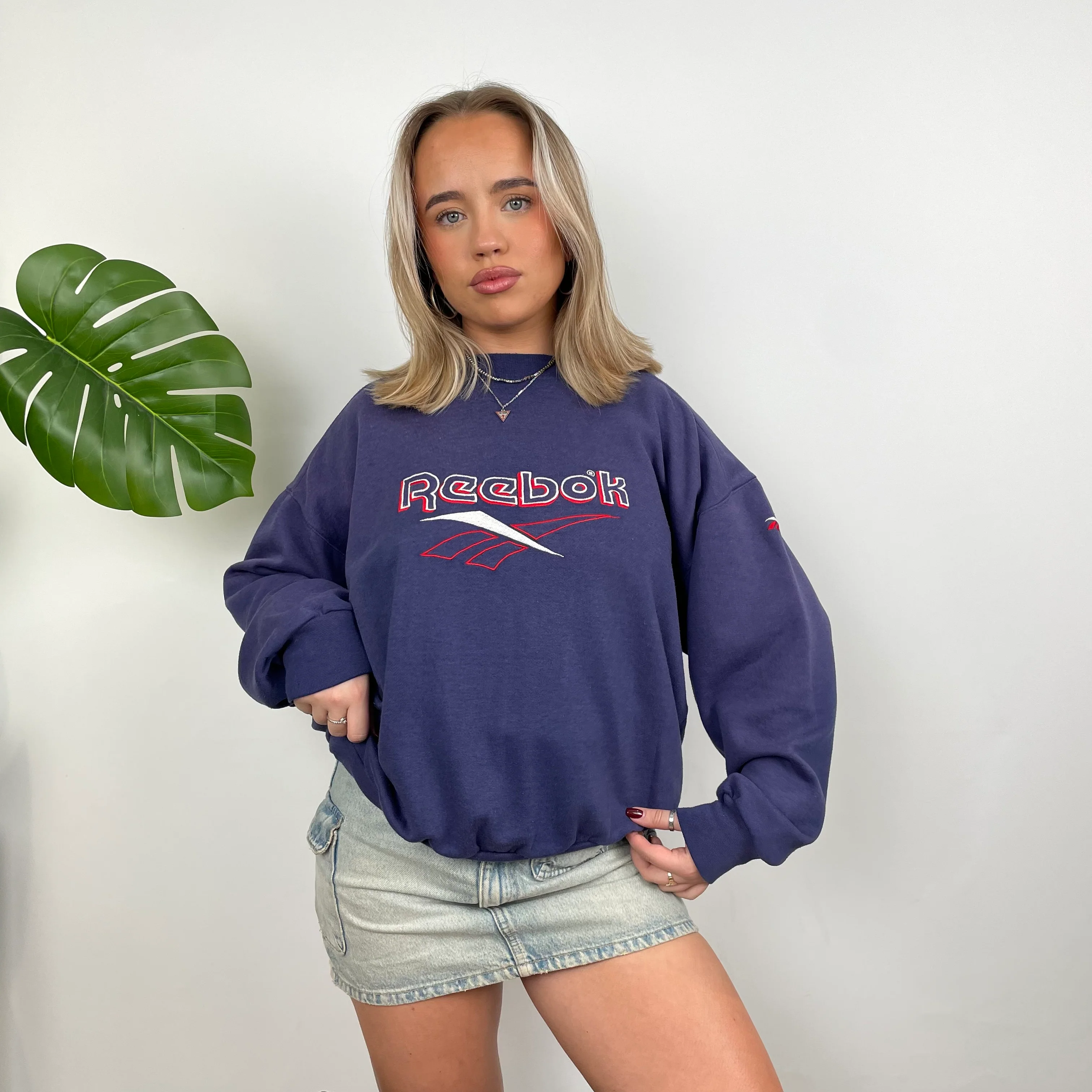 Reebok RARE Purple Embroidered Spell Out Sweatshirt (S) - Image 4