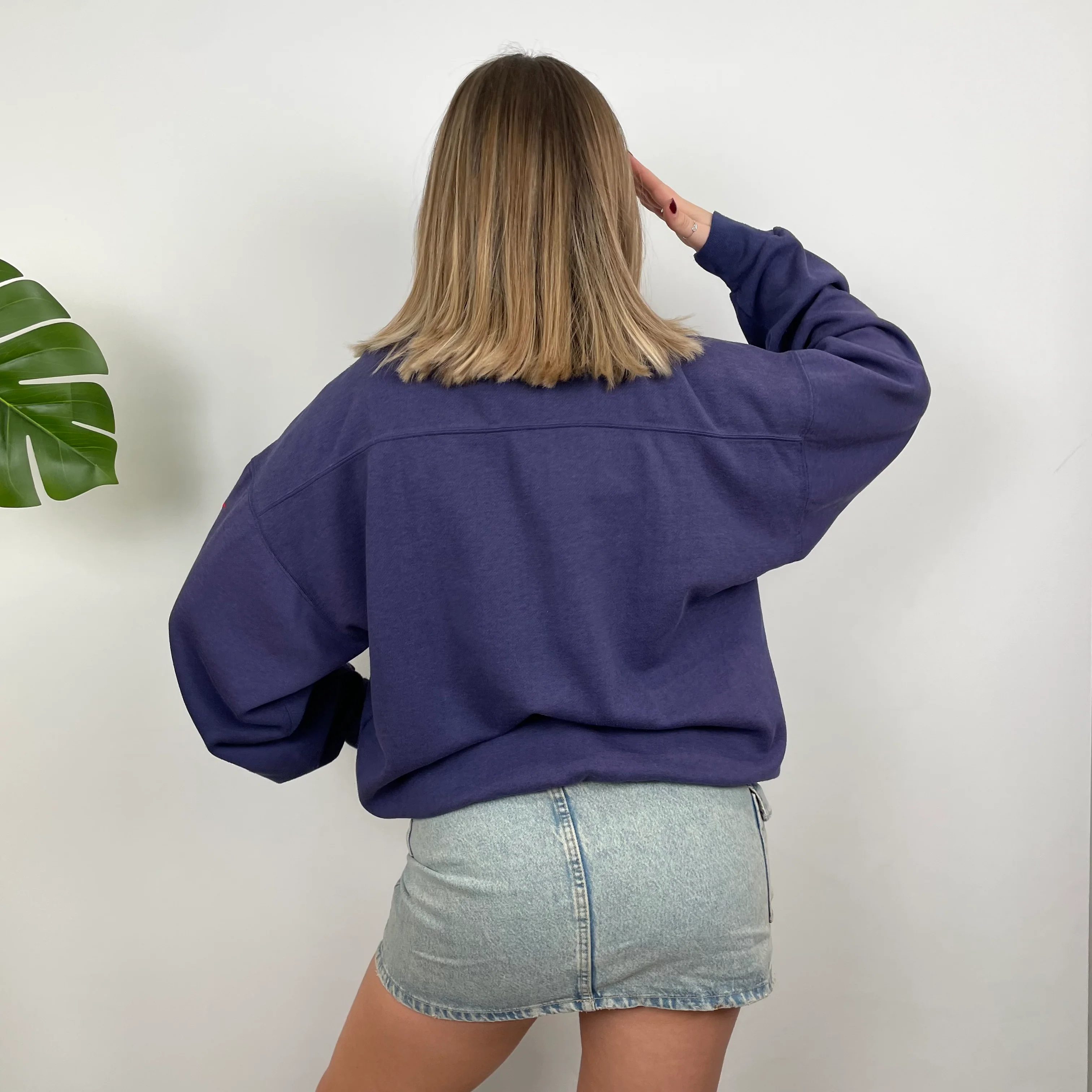 Reebok RARE Purple Embroidered Spell Out Sweatshirt (S) - Image 5