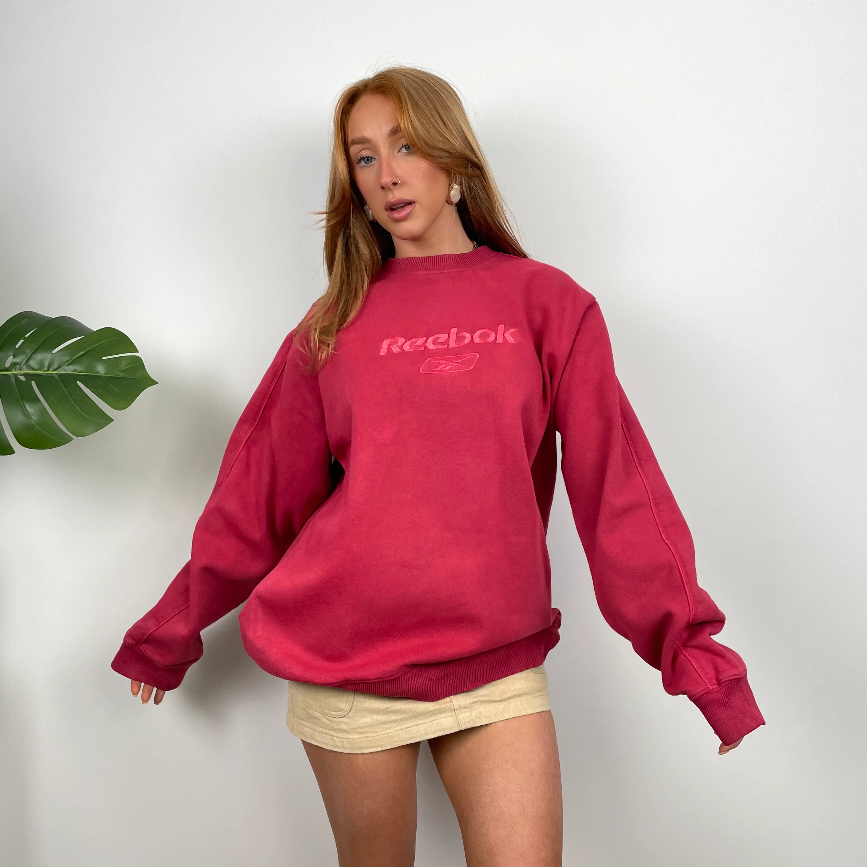 Reebok Red Embroidered Spell Out Sweatshirt (M)