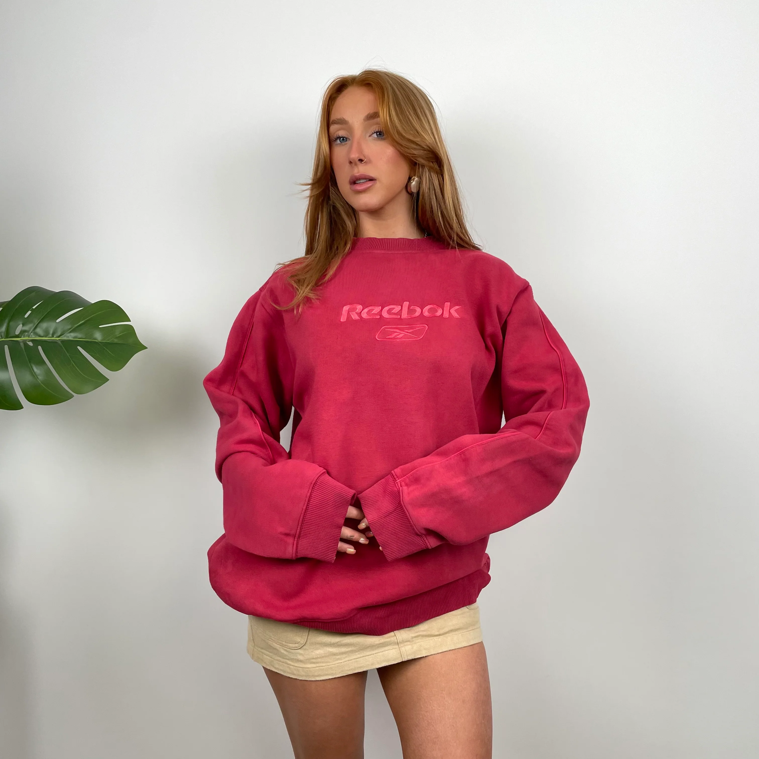 Reebok Red Embroidered Spell Out Sweatshirt (M) - Image 2