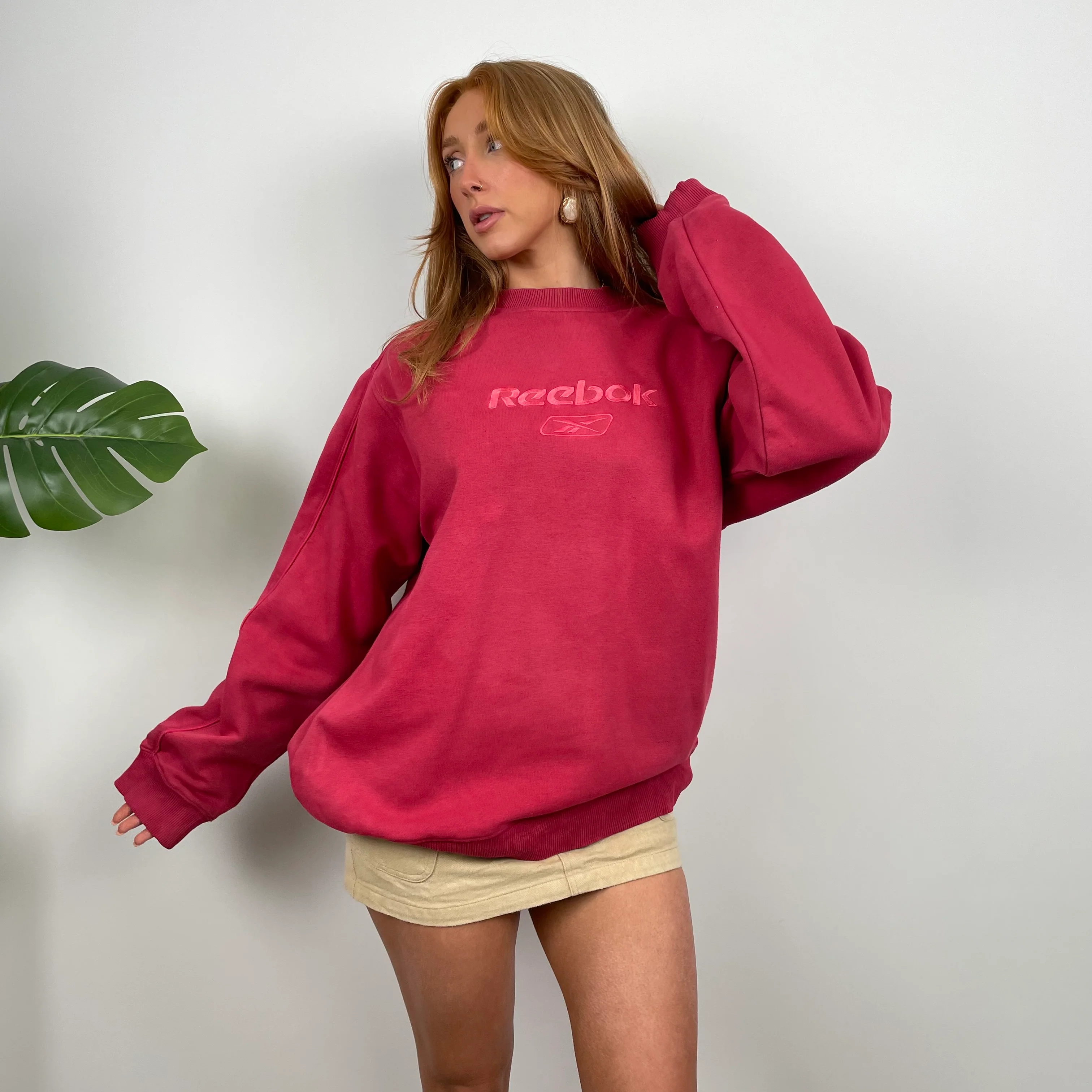 Reebok Red Embroidered Spell Out Sweatshirt (M) - Image 3