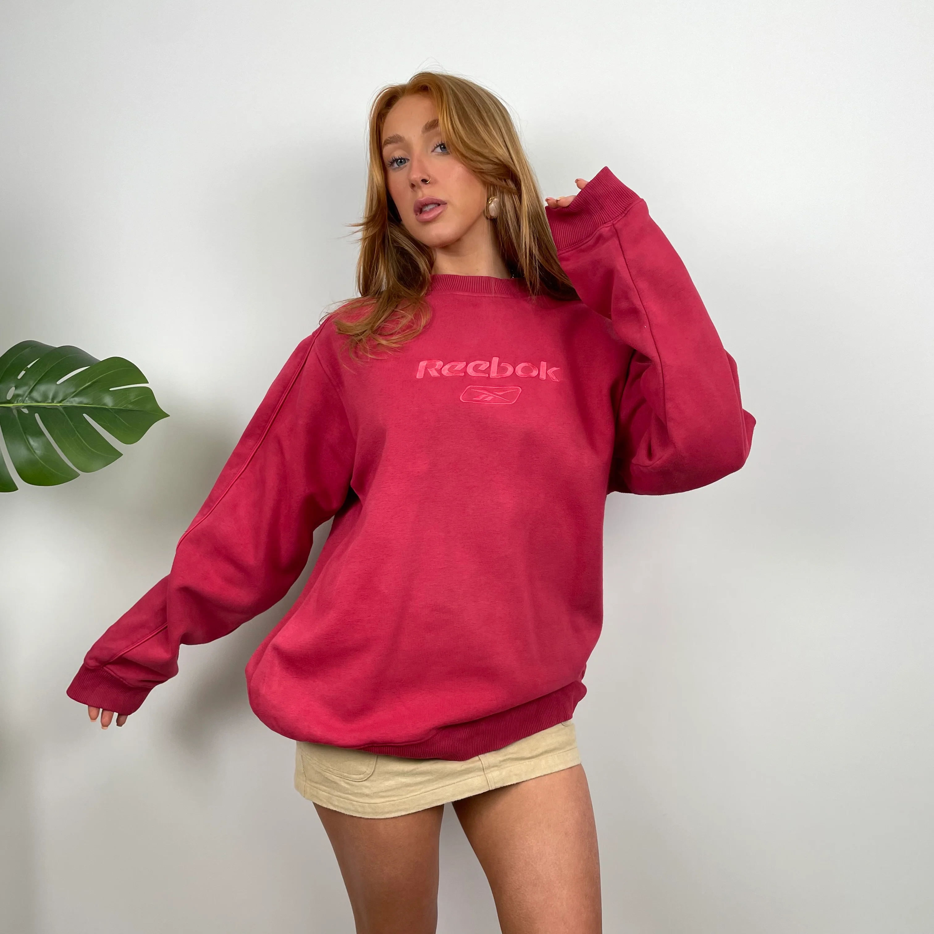 Reebok Red Embroidered Spell Out Sweatshirt (M) - Image 4