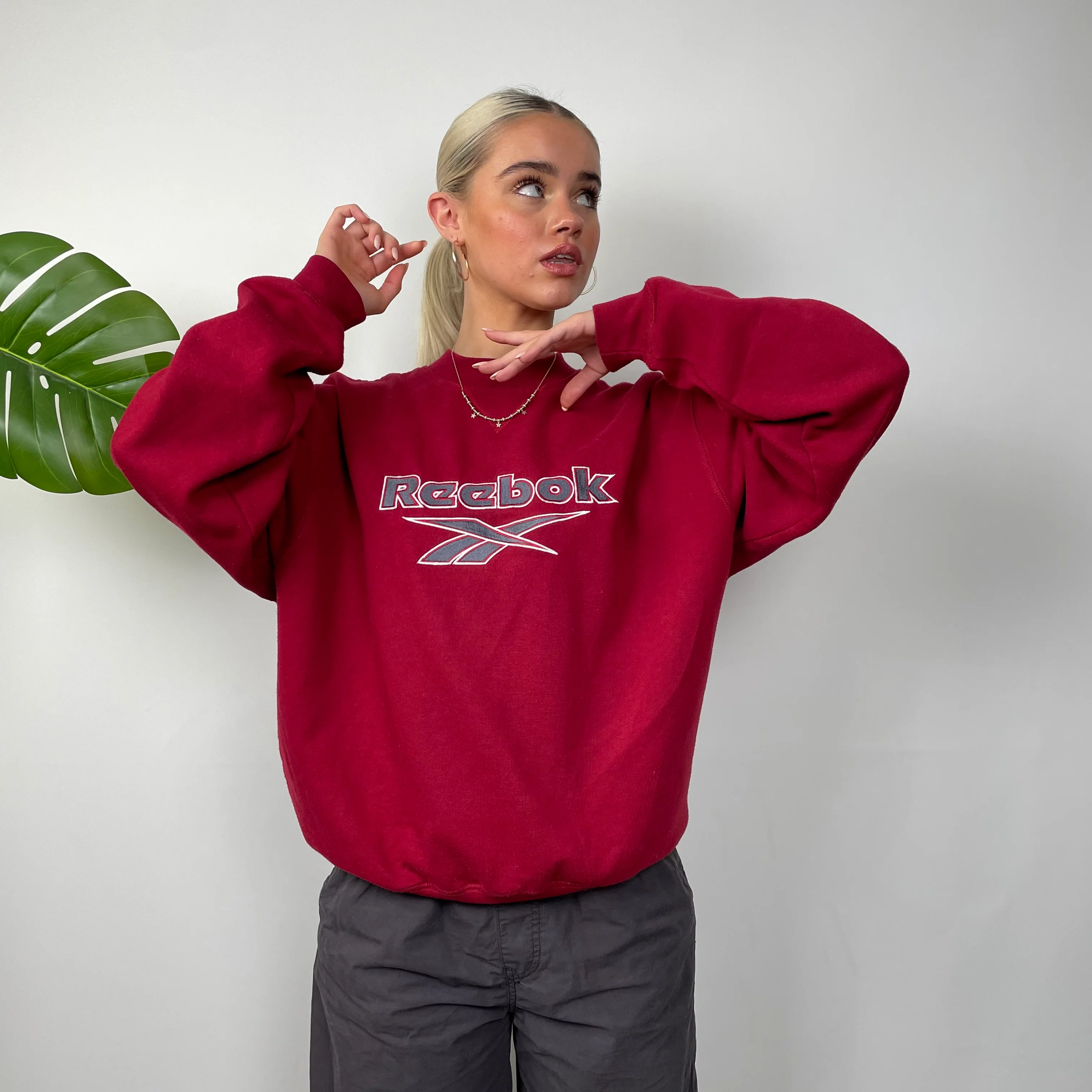 Reebok Red Embroidered Spell Out Sweatshirt (S) - Image 6