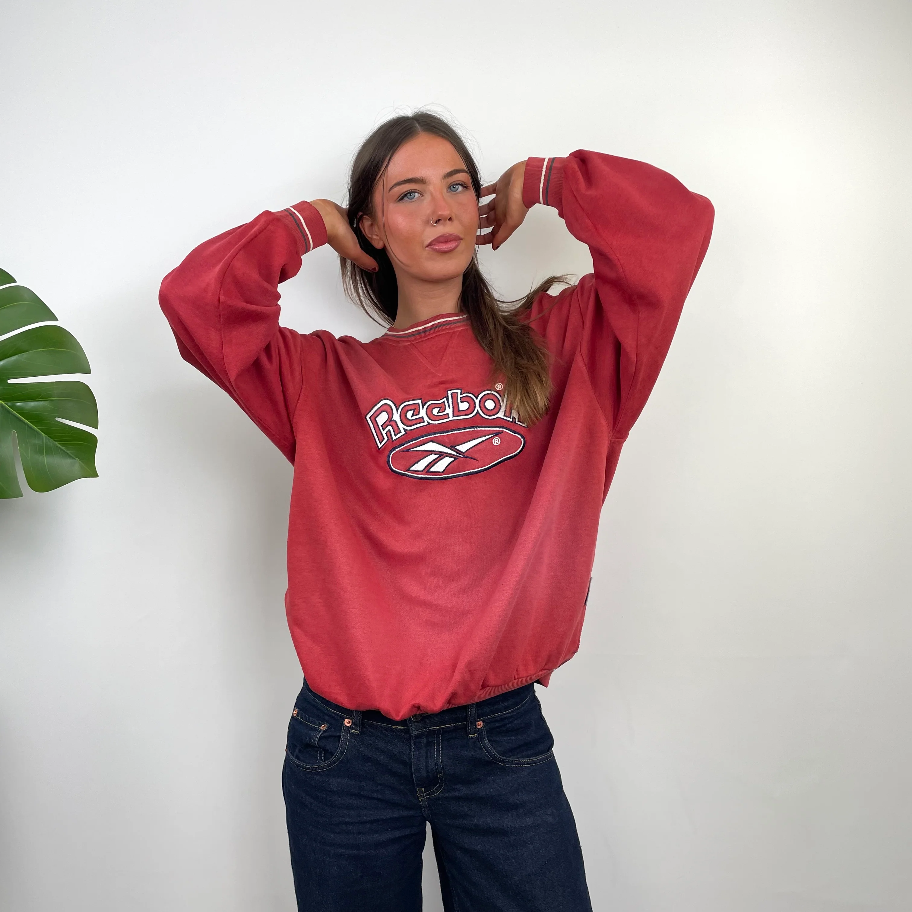 Reebok Red Embroidered Spell Out Sweatshirt (M) - Image 4