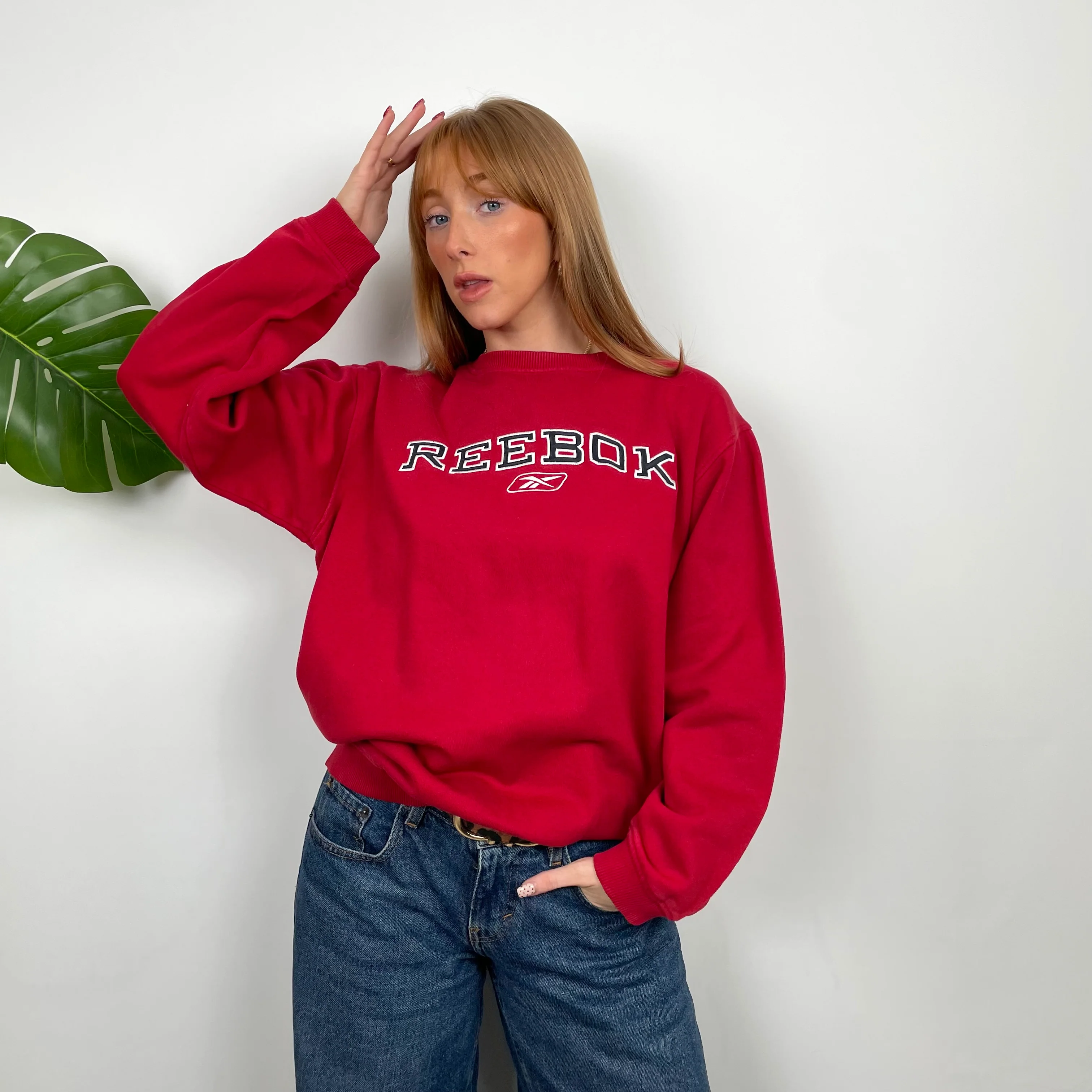 Reebok Red Embroidered Spell Out Sweatshirt (S)