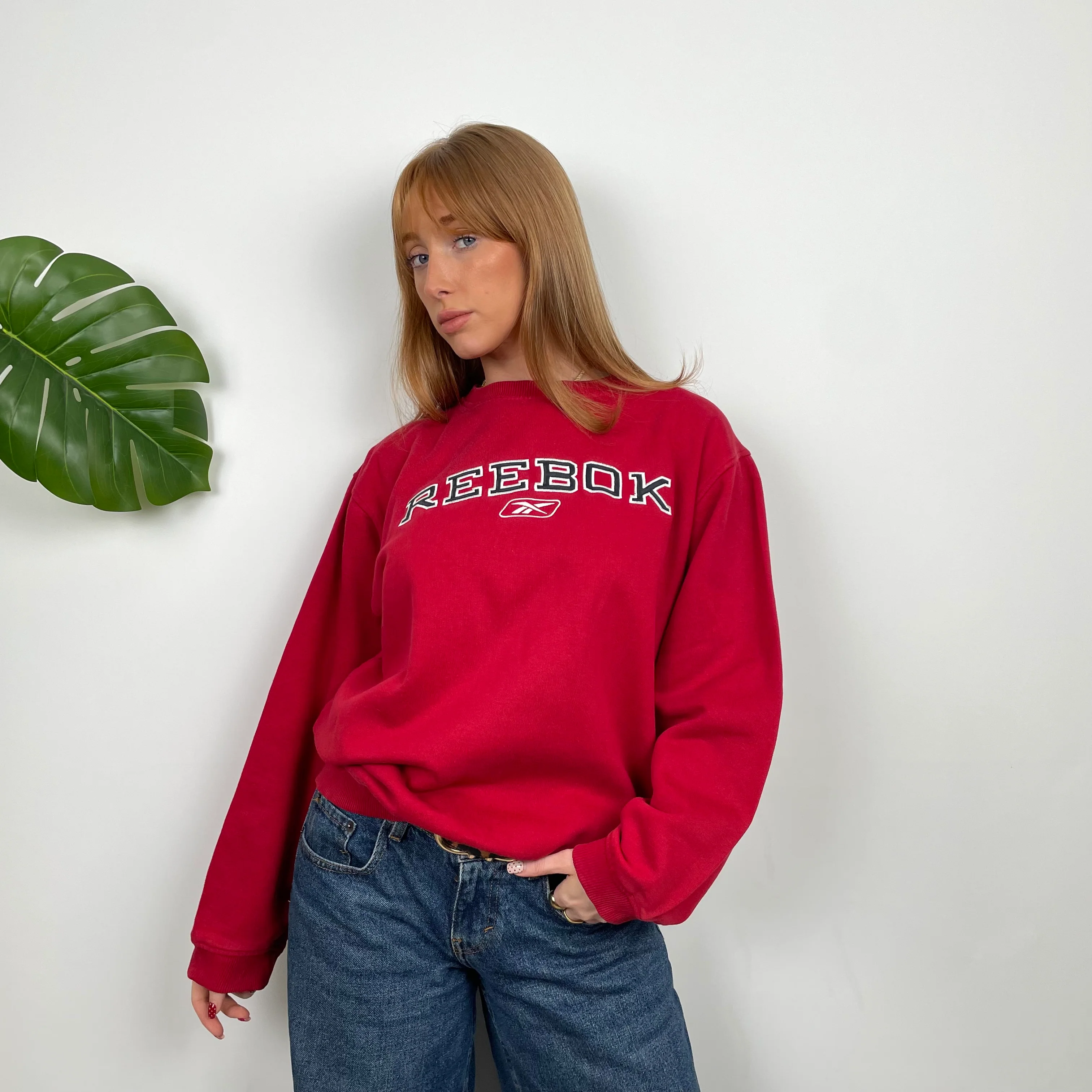 Reebok Red Embroidered Spell Out Sweatshirt (S) - Image 3