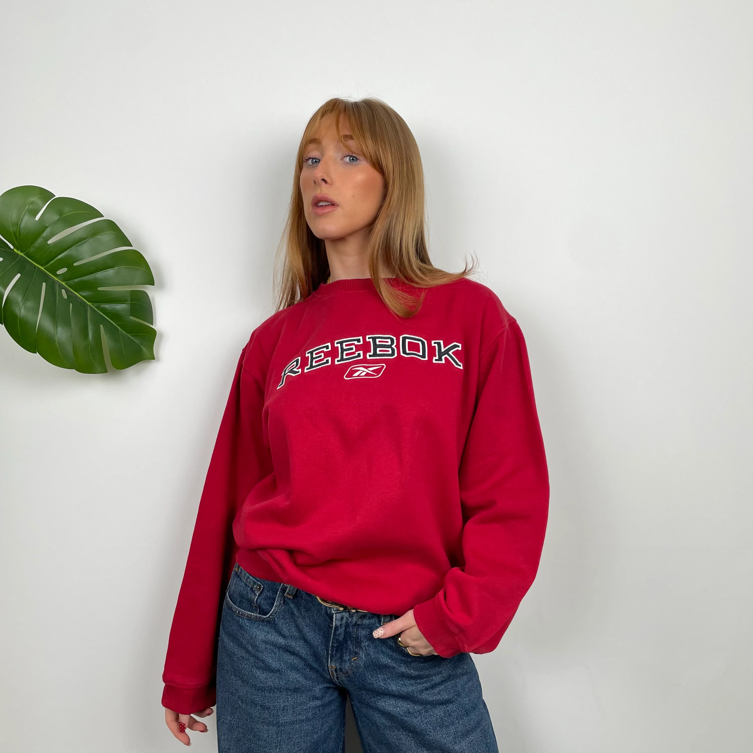 Reebok Red Embroidered Spell Out Sweatshirt (S) - Image 4