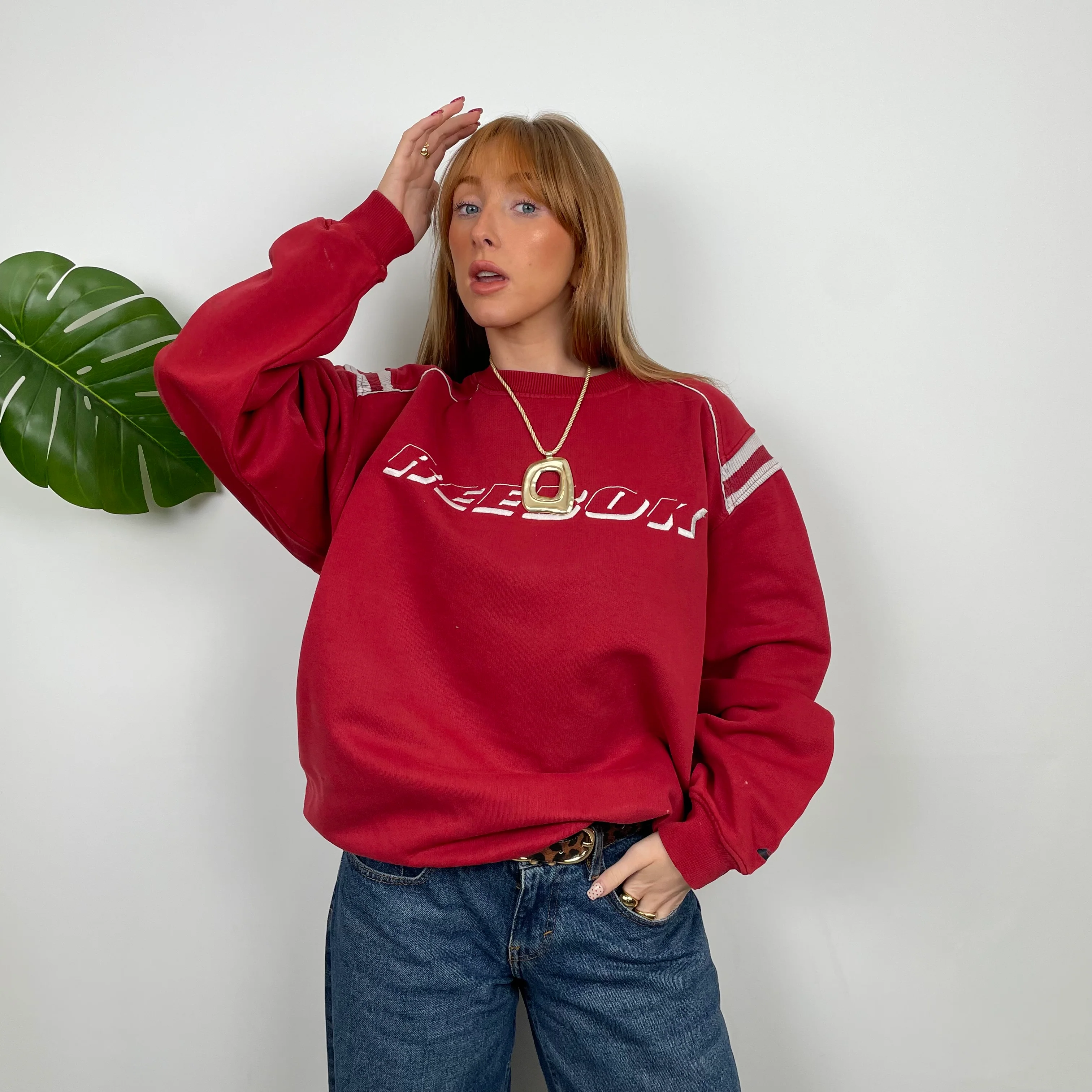 Reebok Red Embroidered Spell Out Sweatshirt (M) - Image 2