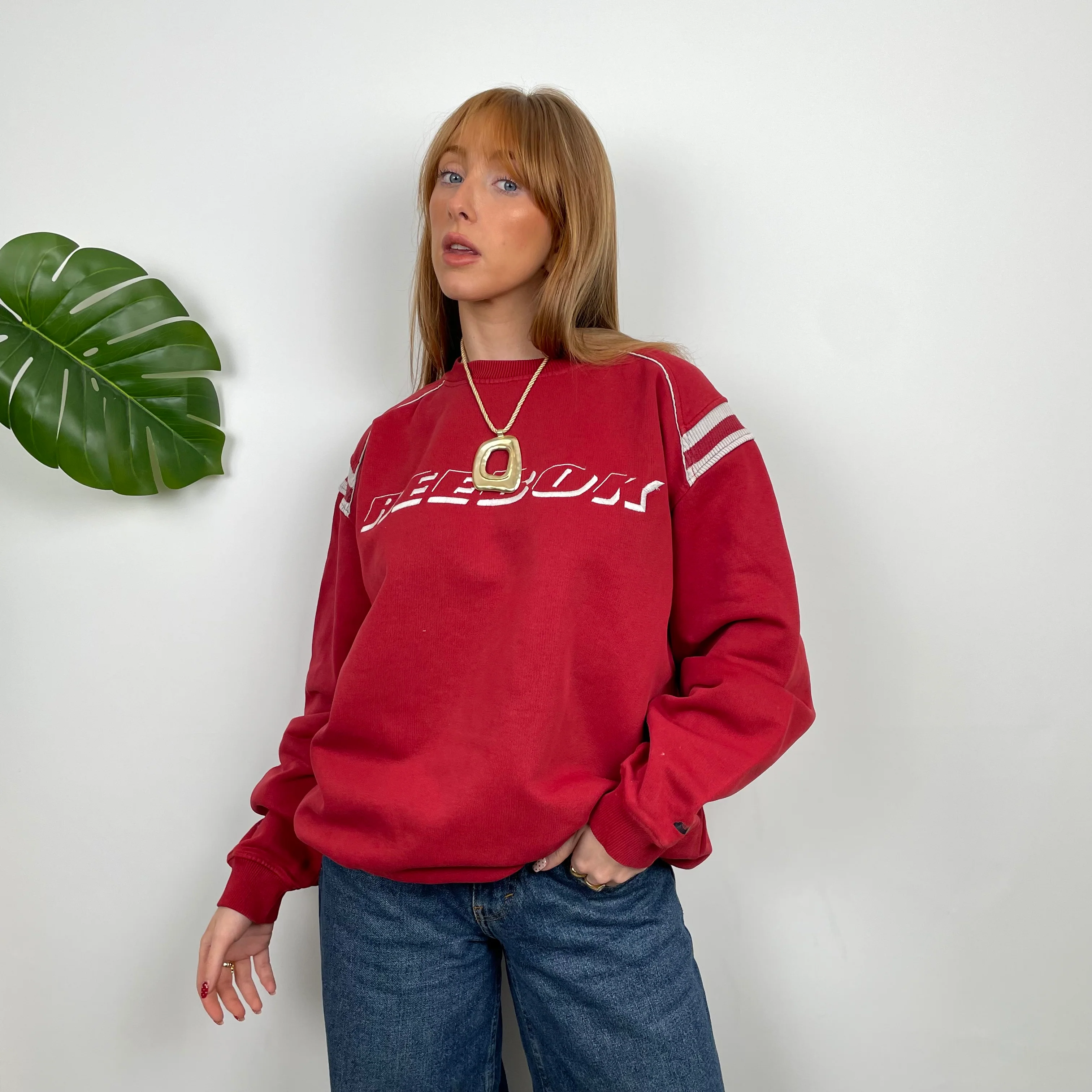 Reebok Red Embroidered Spell Out Sweatshirt (M) - Image 3