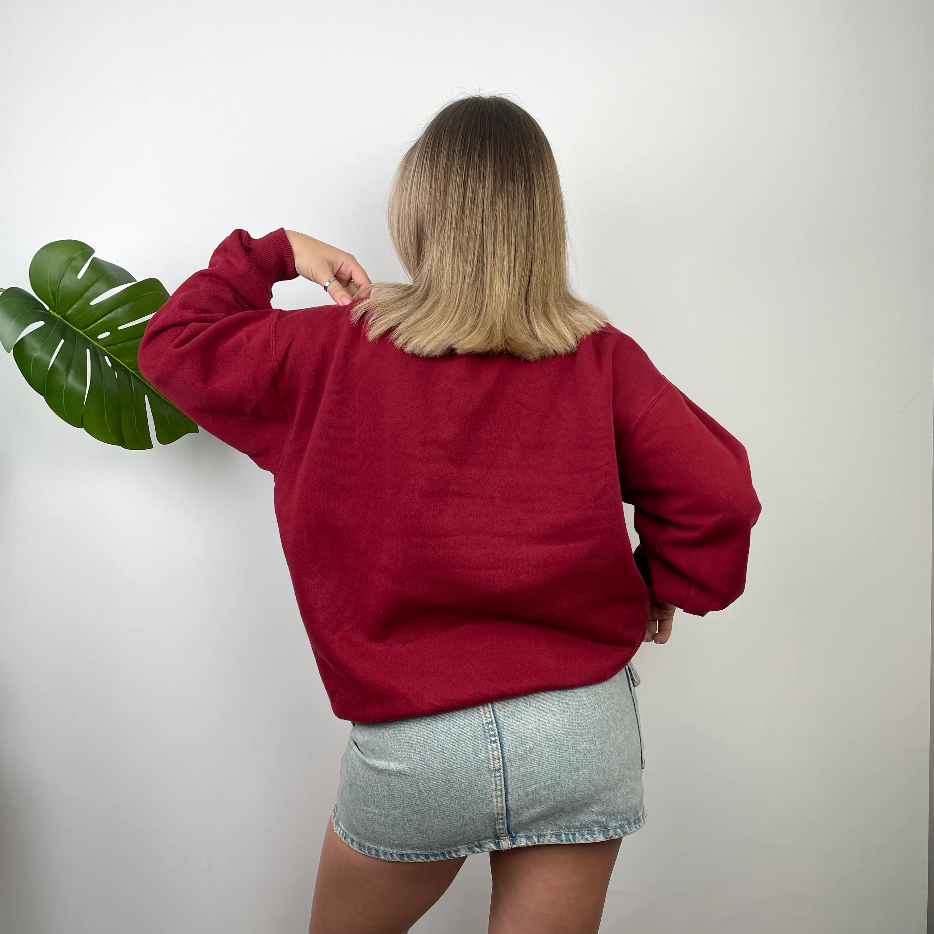 Reebok Red Embroidered Spell Out Sweatshirt (XS) - Image 4