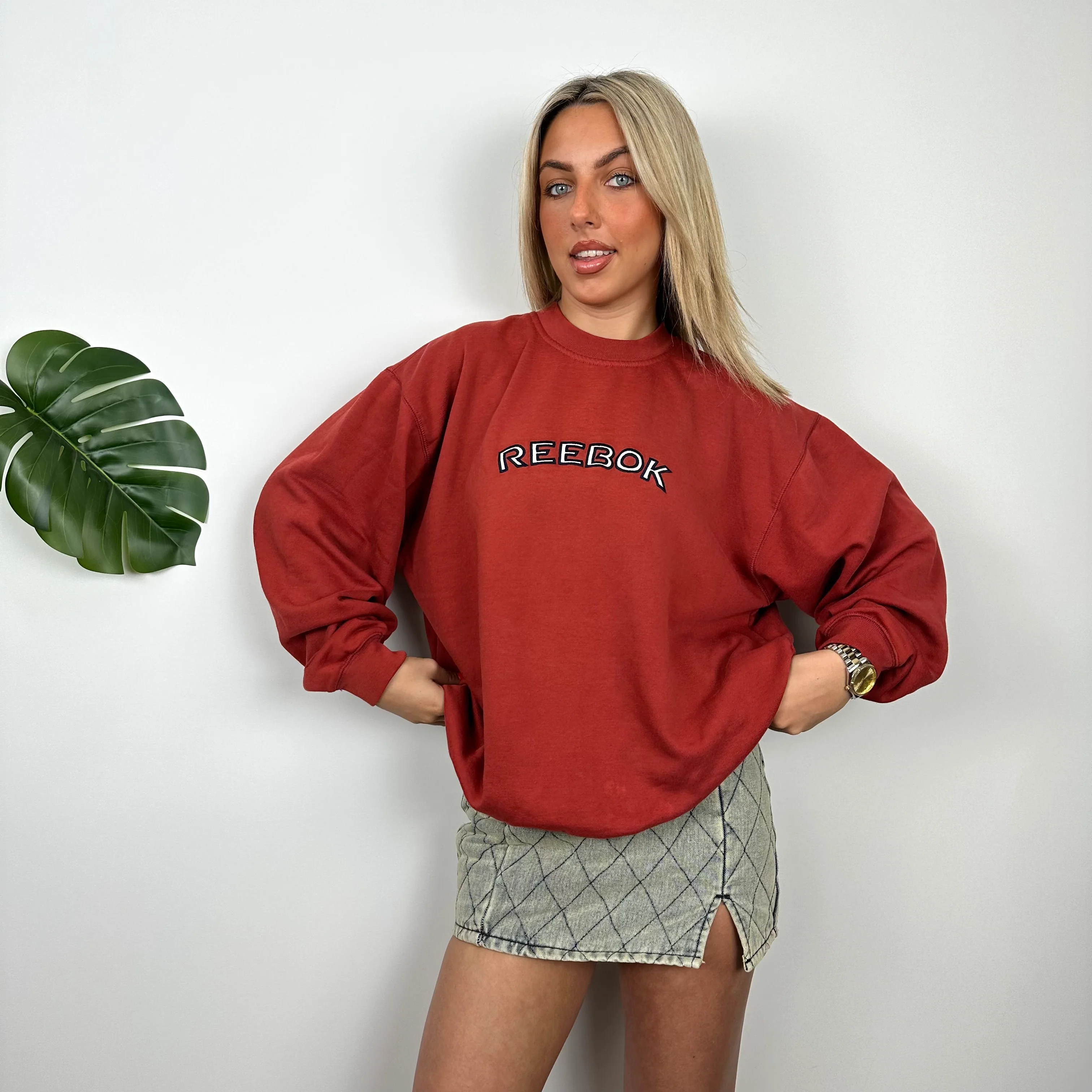 Reebok Red Embroidered Spell Out Sweatshirt (M)
