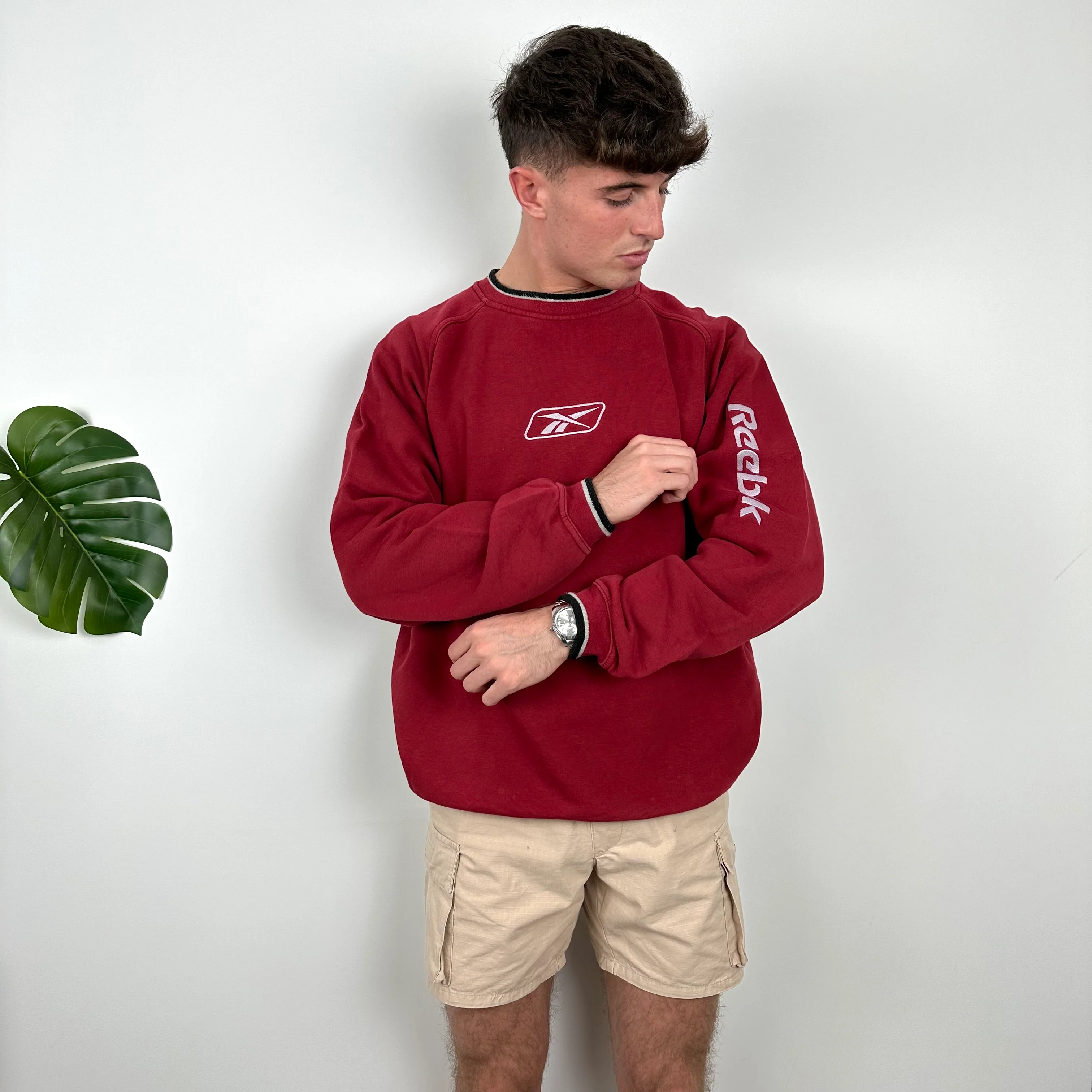 Reebok Red Embroidered Spell Out Sweatshirt (L) - Image 2