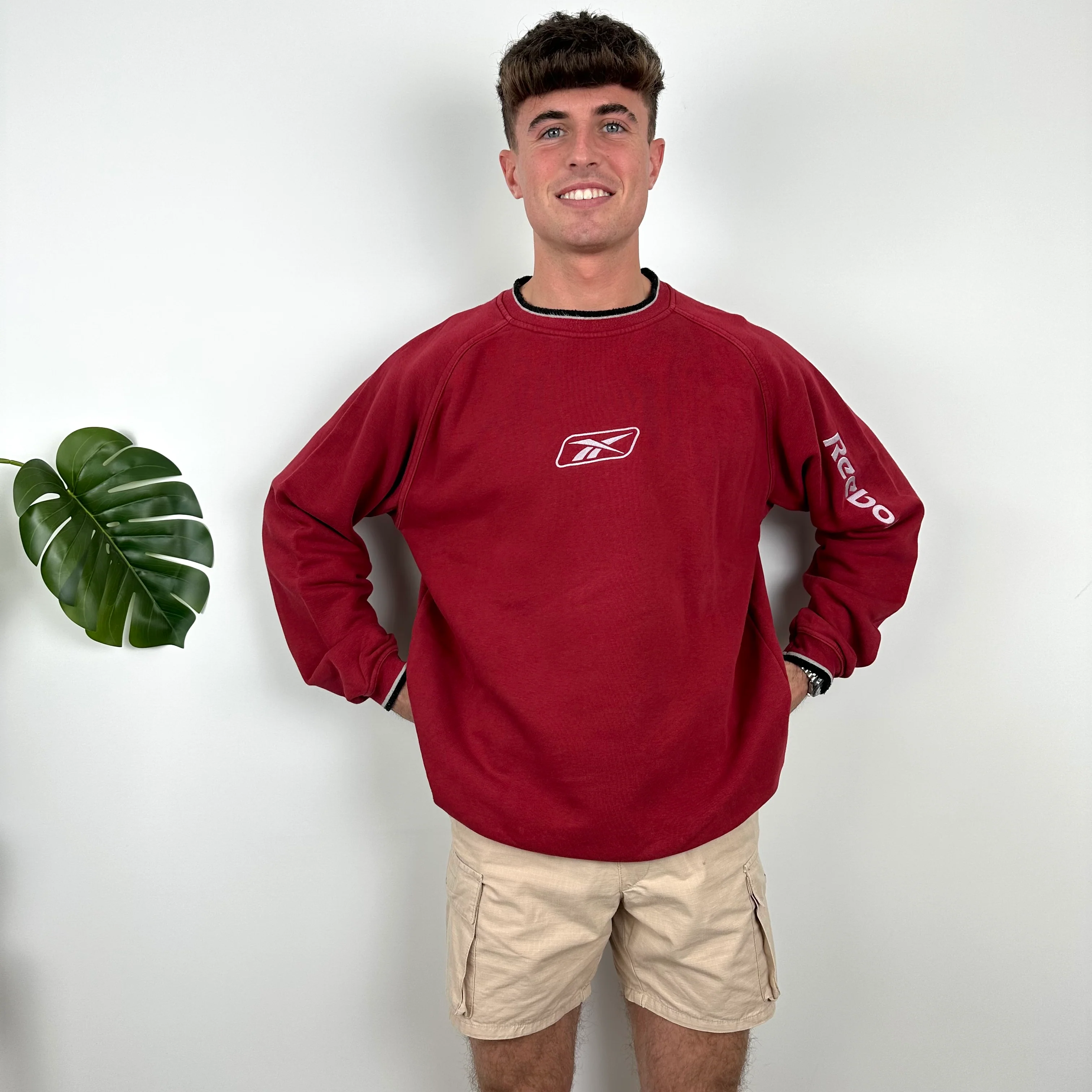 Reebok Red Embroidered Spell Out Sweatshirt (L) - Image 3