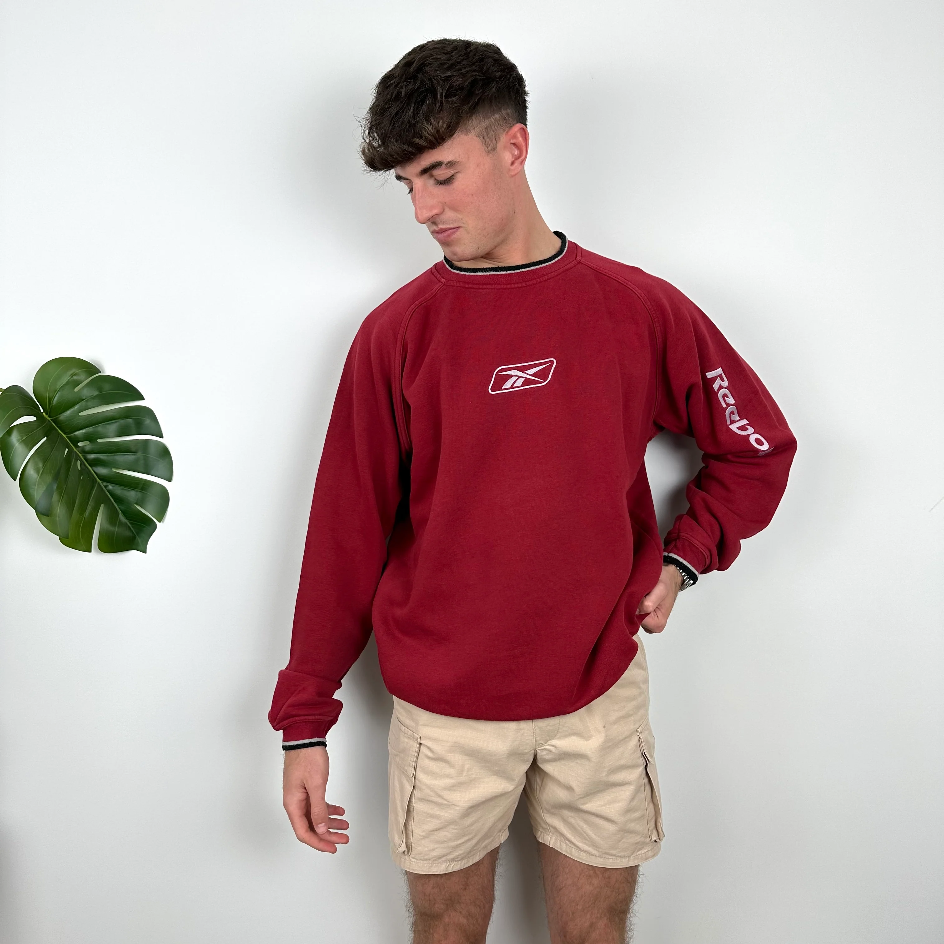 Reebok Red Embroidered Spell Out Sweatshirt (L) - Image 4