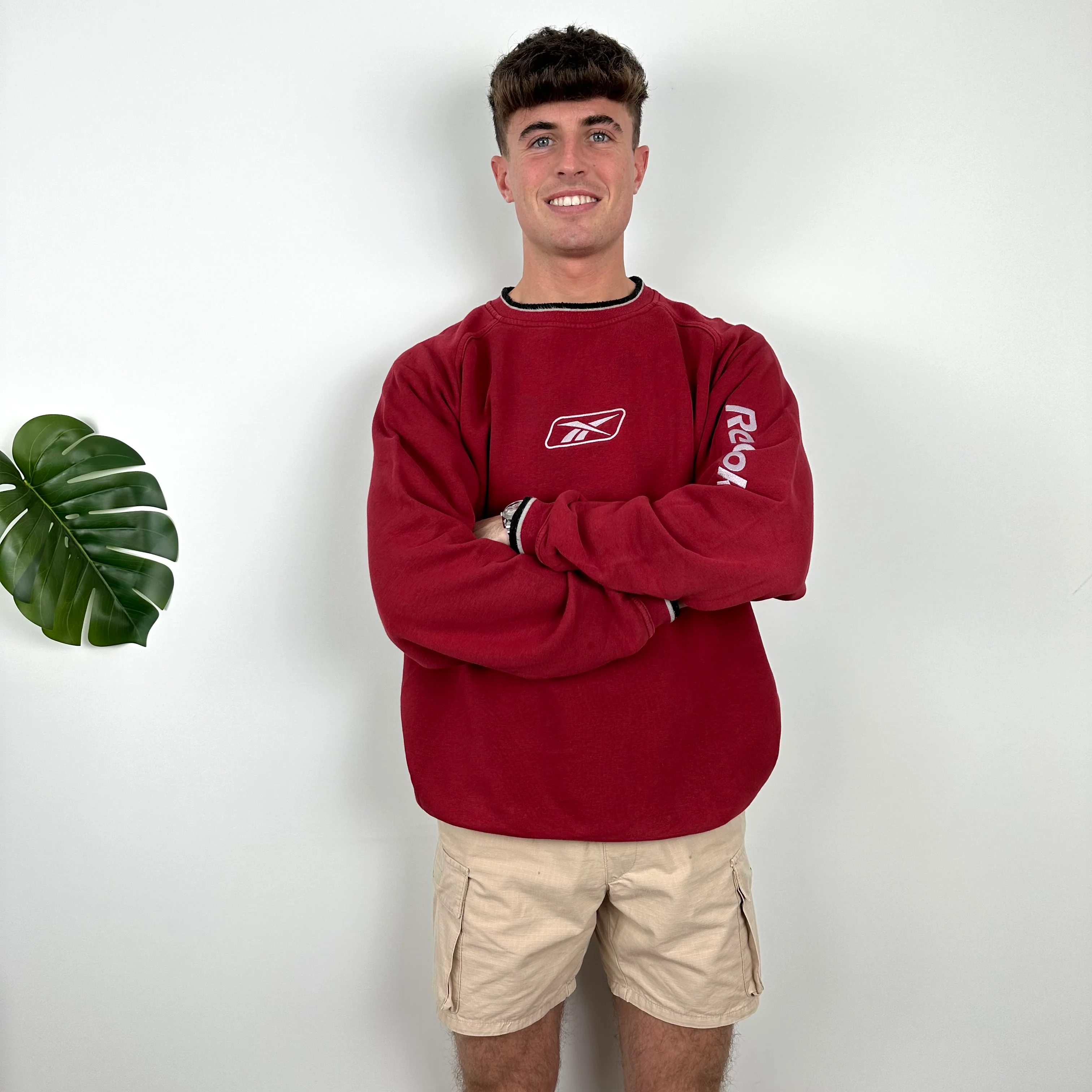 Reebok Red Embroidered Spell Out Sweatshirt (L) - Image 7