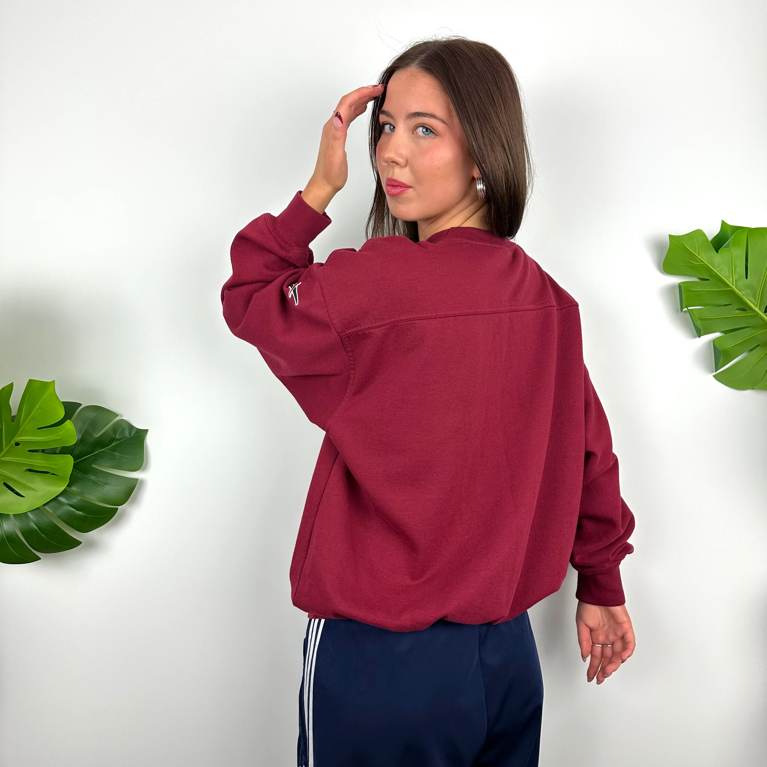 Reebok Red Embroidered Spell Out Sweatshirt (M) - Image 7