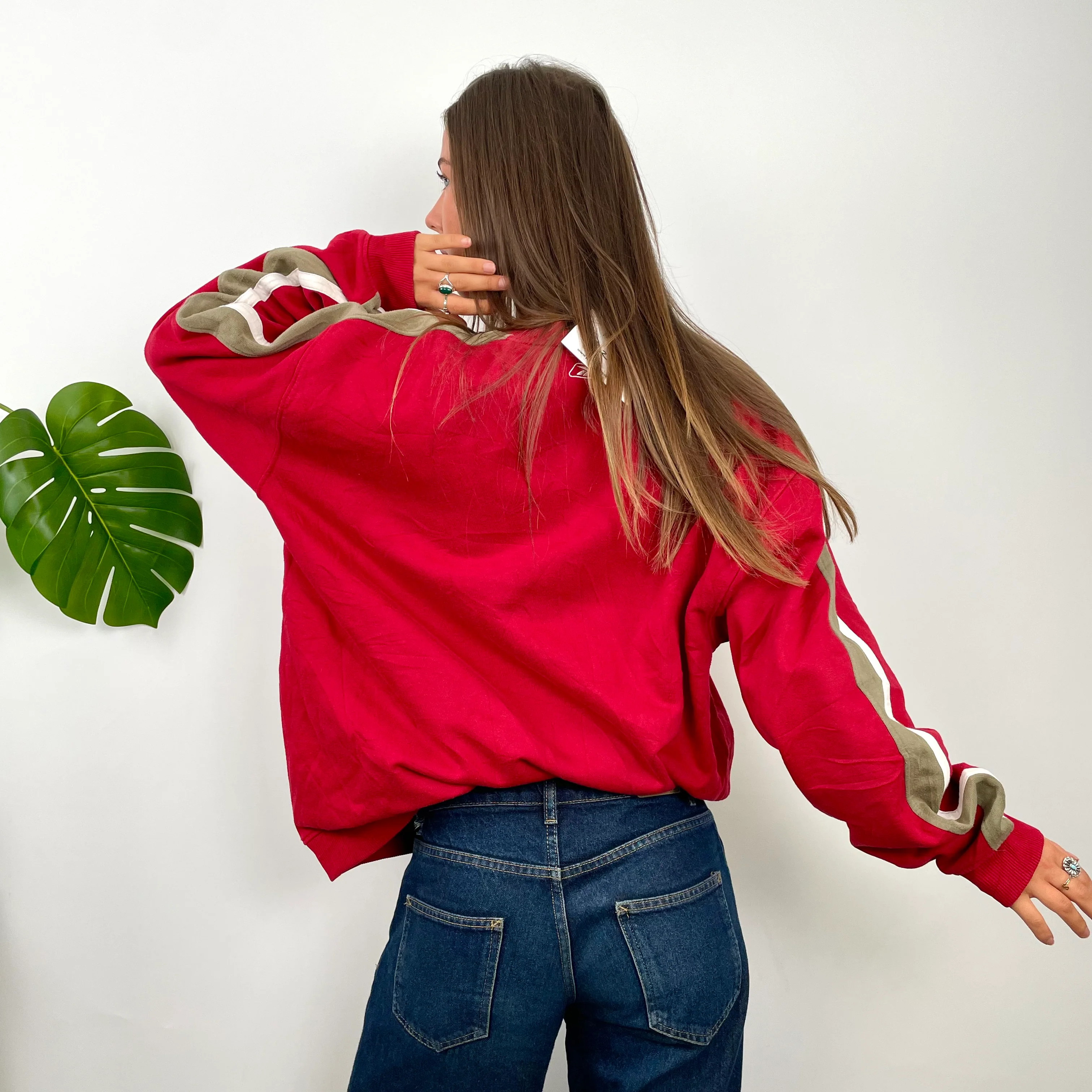 Reebok Red Embroidered Spell Out Sweatshirt (XL) - Image 6