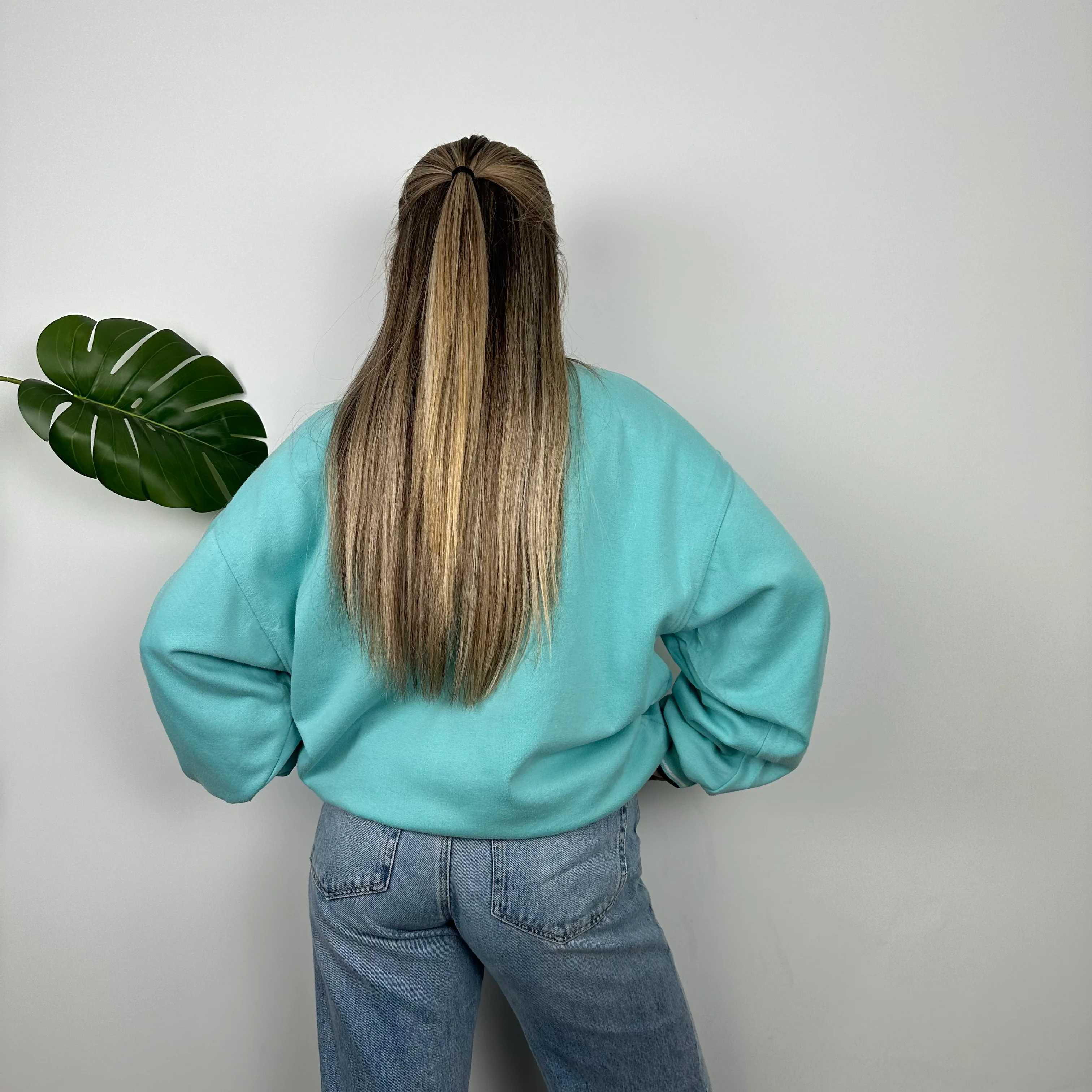 Reebok Turquoise Blue Embroidered Spell Out Sweatshirt (L) - Image 7