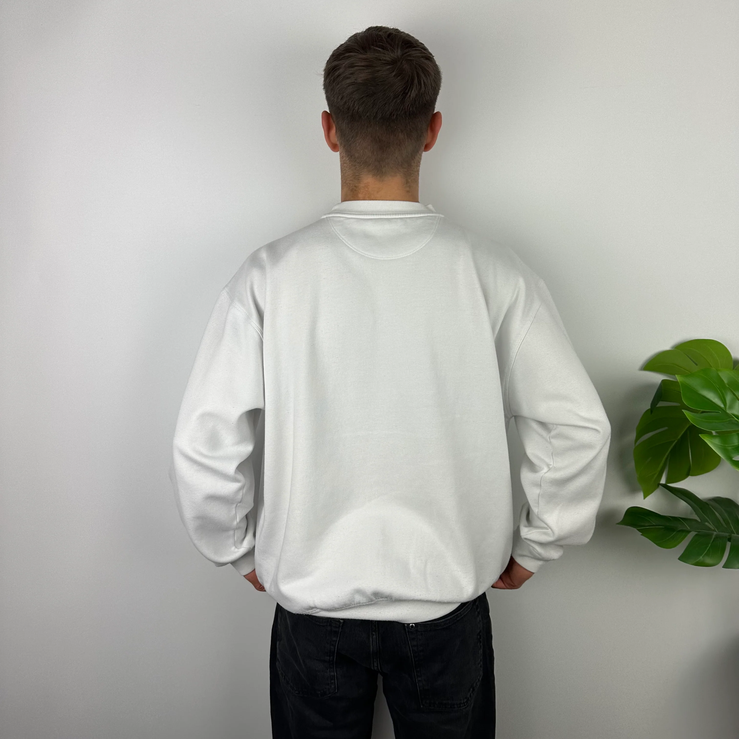 Reebok White Embroidered Spell Out Sweatshirt (L) - Image 5