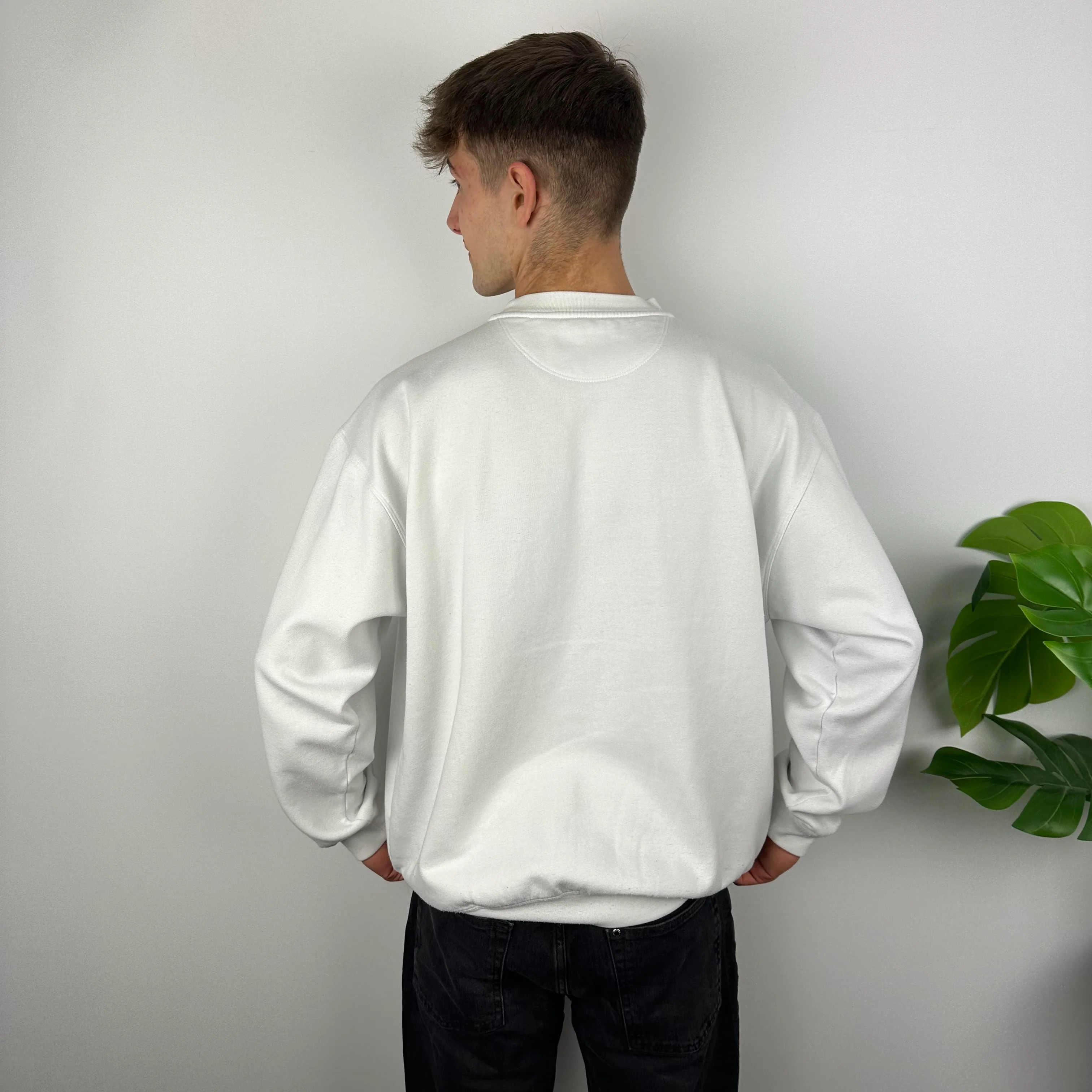 Reebok White Embroidered Spell Out Sweatshirt (L) - Image 8