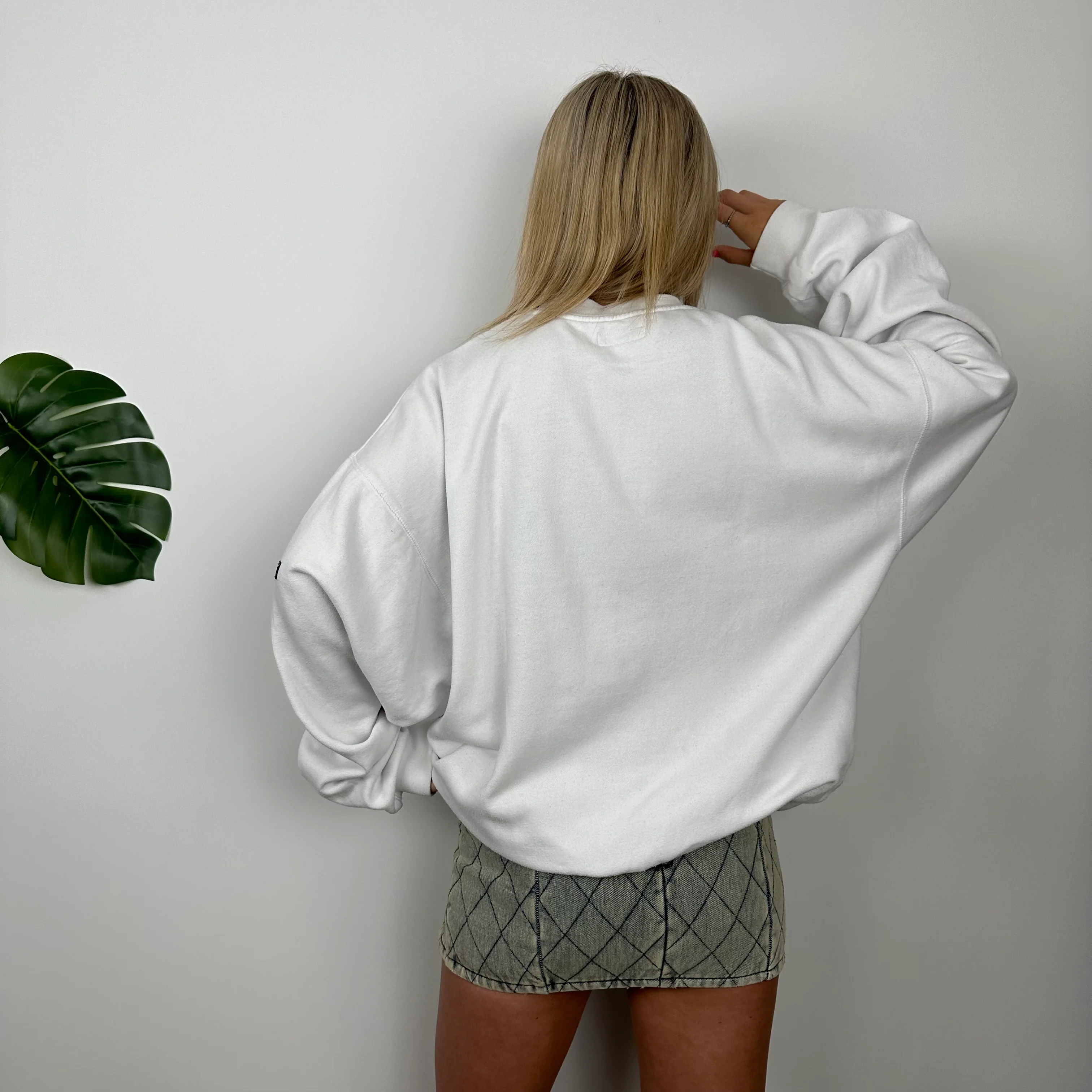 Reebok White Embroidered Spell Out Sweatshirt (L) - Image 6