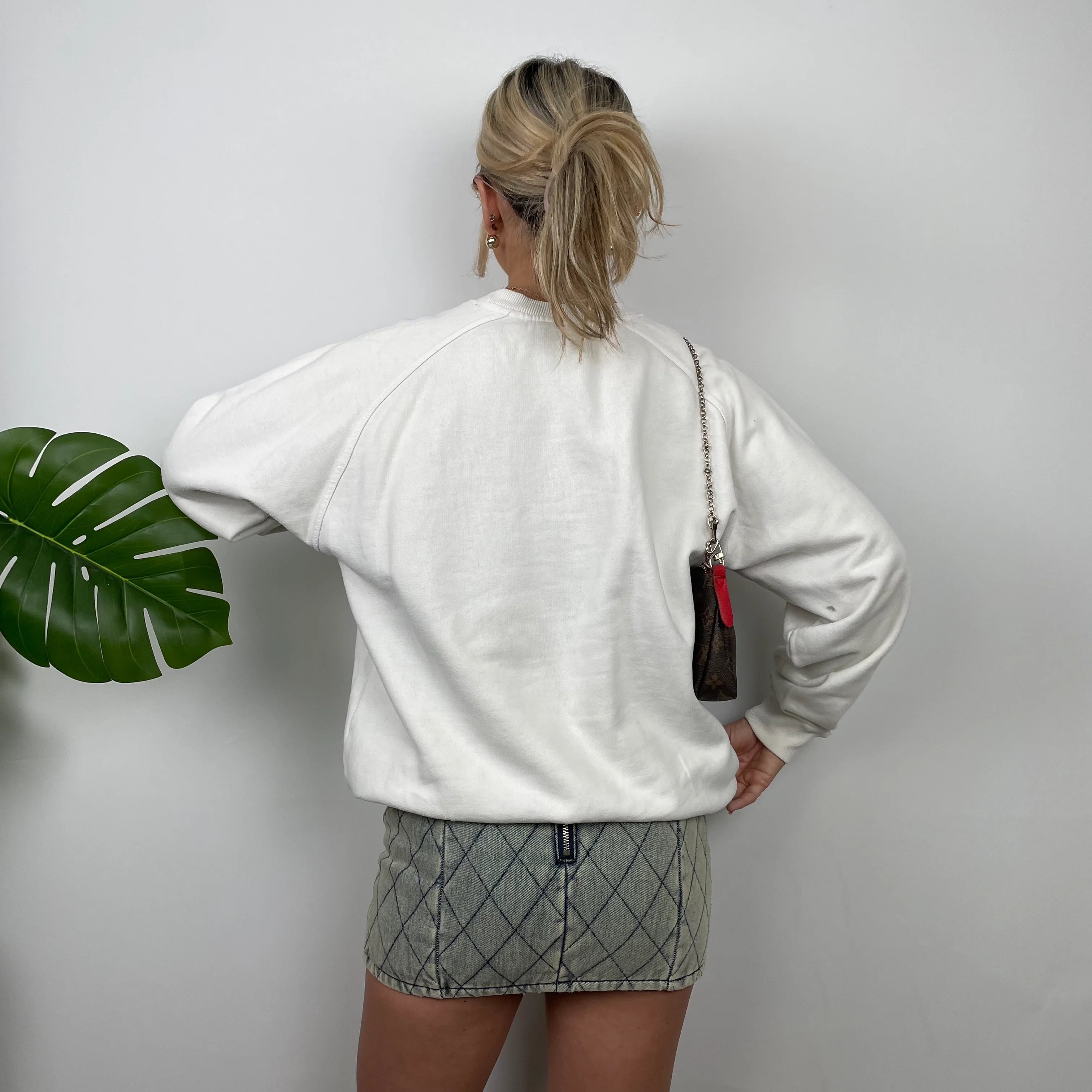 Reebok White Embroidered Spell Out Sweatshirt (S) - Image 7