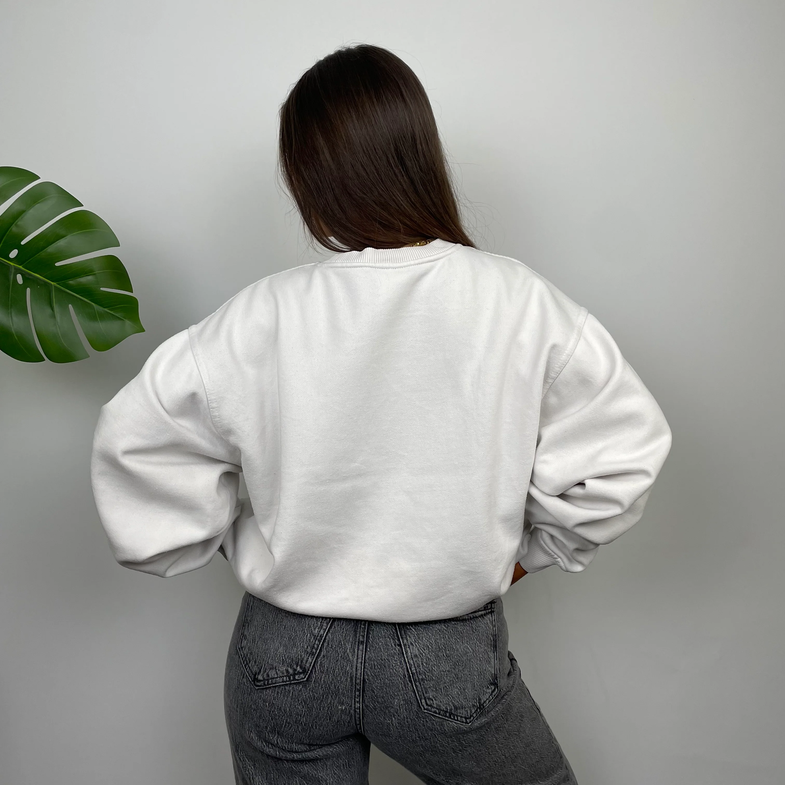 Reebok White Embroidered Spell Out Sweatshirt (L) - Image 8