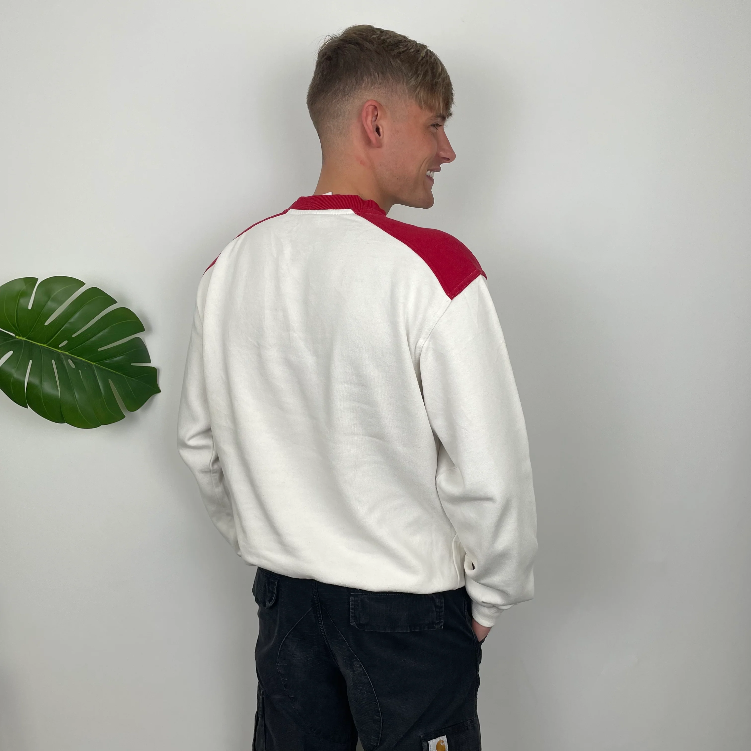 Reebok White Embroidered Spell Out Sweatshirt (L) - Image 5