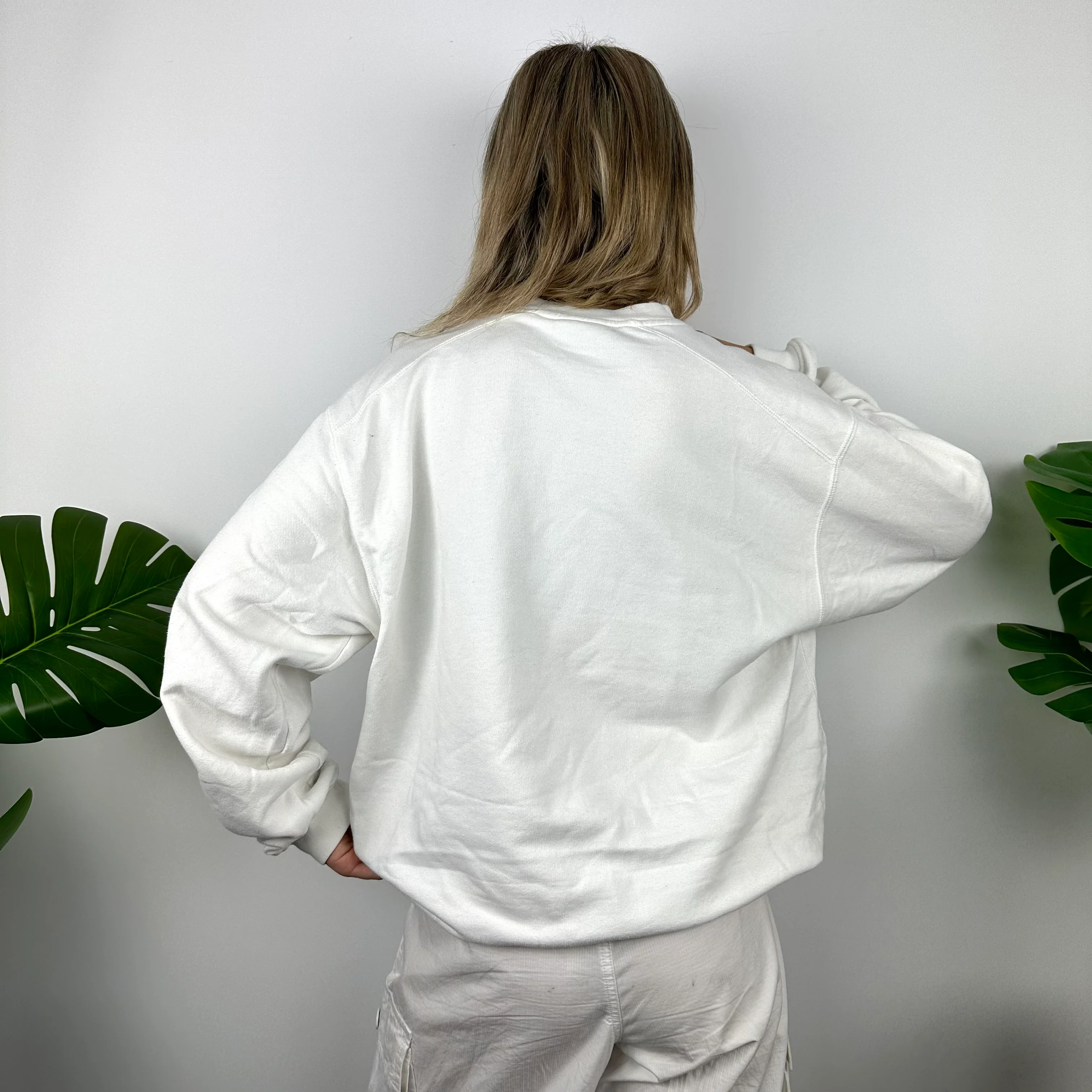 Reebok White Embroidered Spell Out Sweatshirt (L) - Image 4