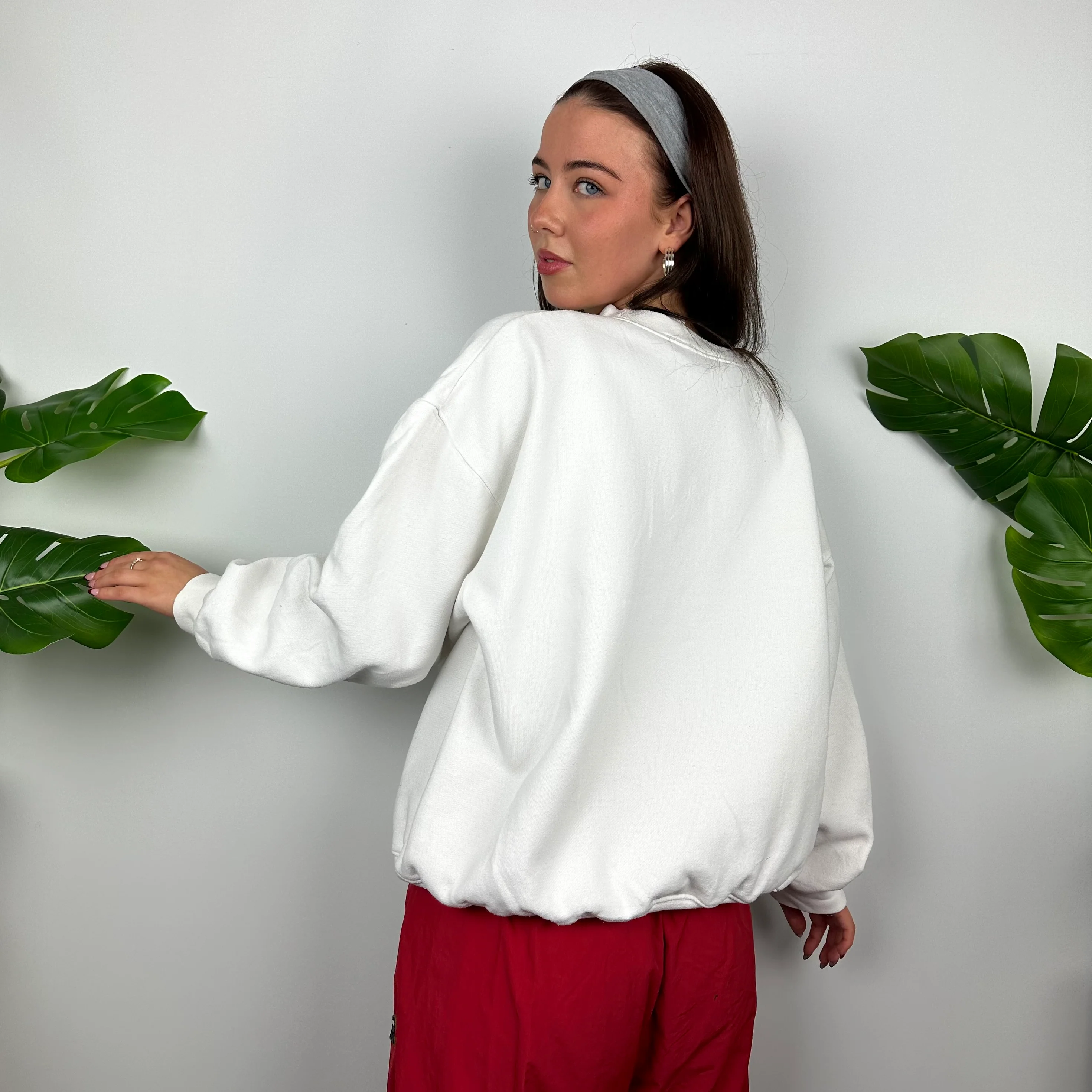 Reebok White Embroidered Spell Out Sweatshirt (M) - Image 4