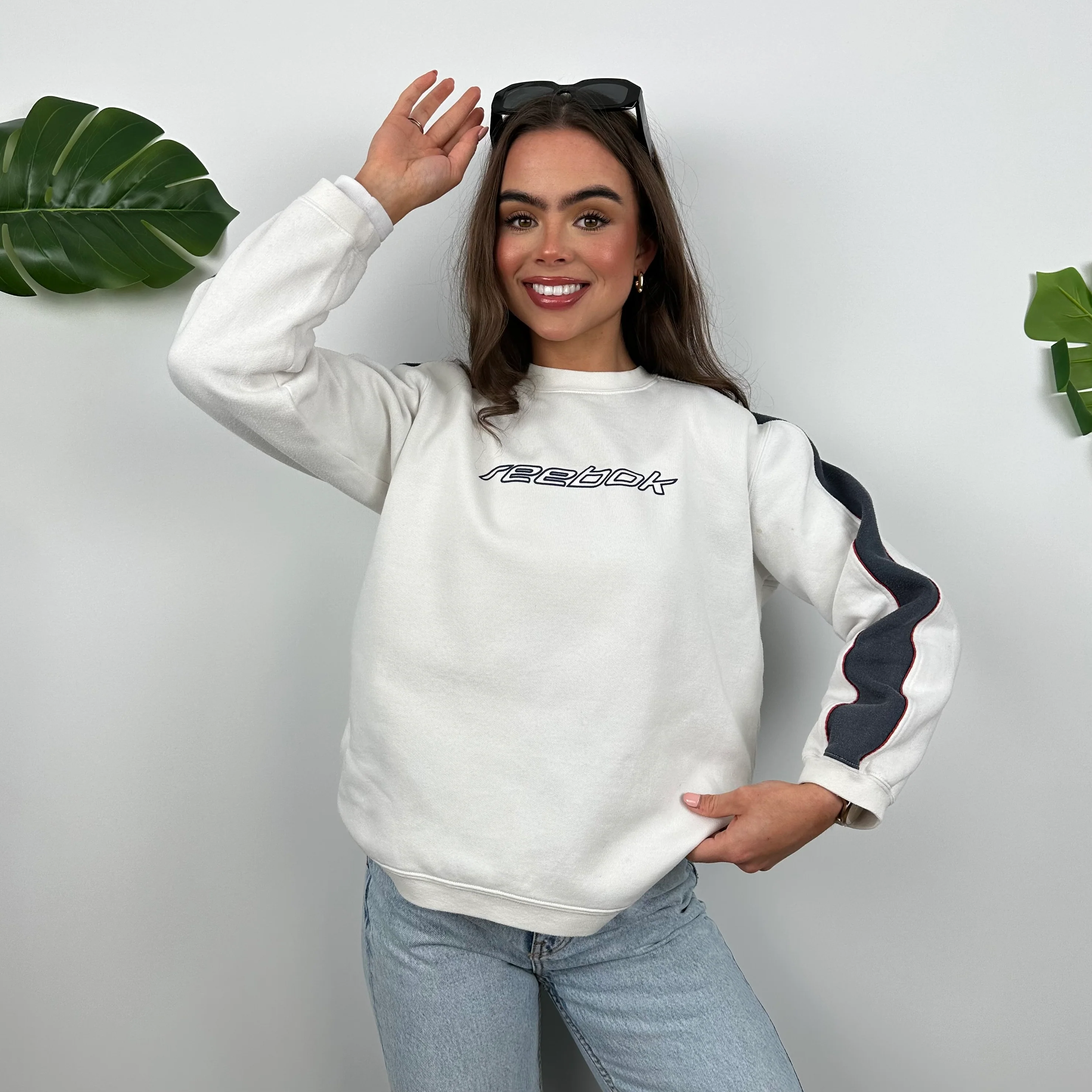Reebok White Spell Out Sweatshirt (M) - Image 2
