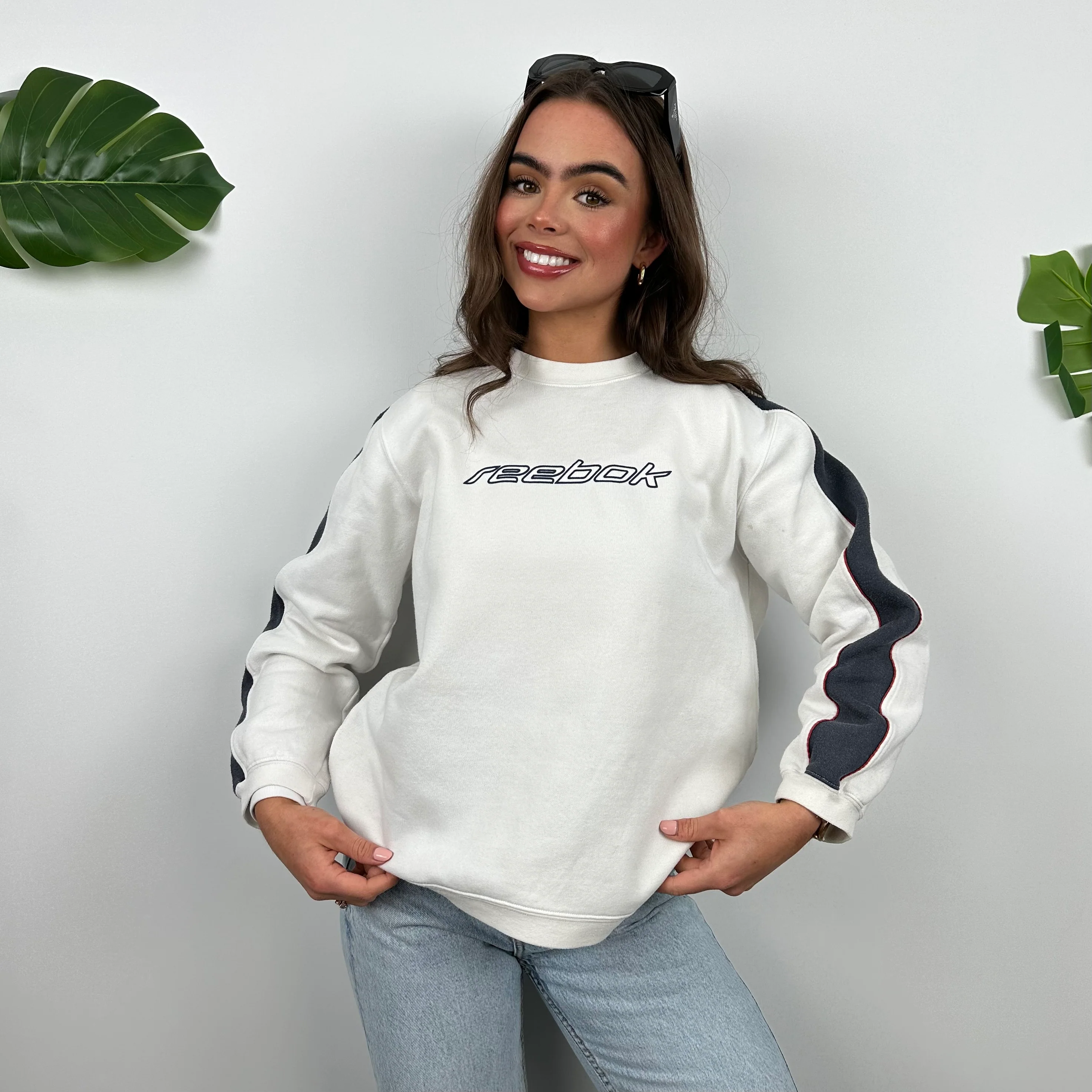 Reebok White Spell Out Sweatshirt (M) - Image 3