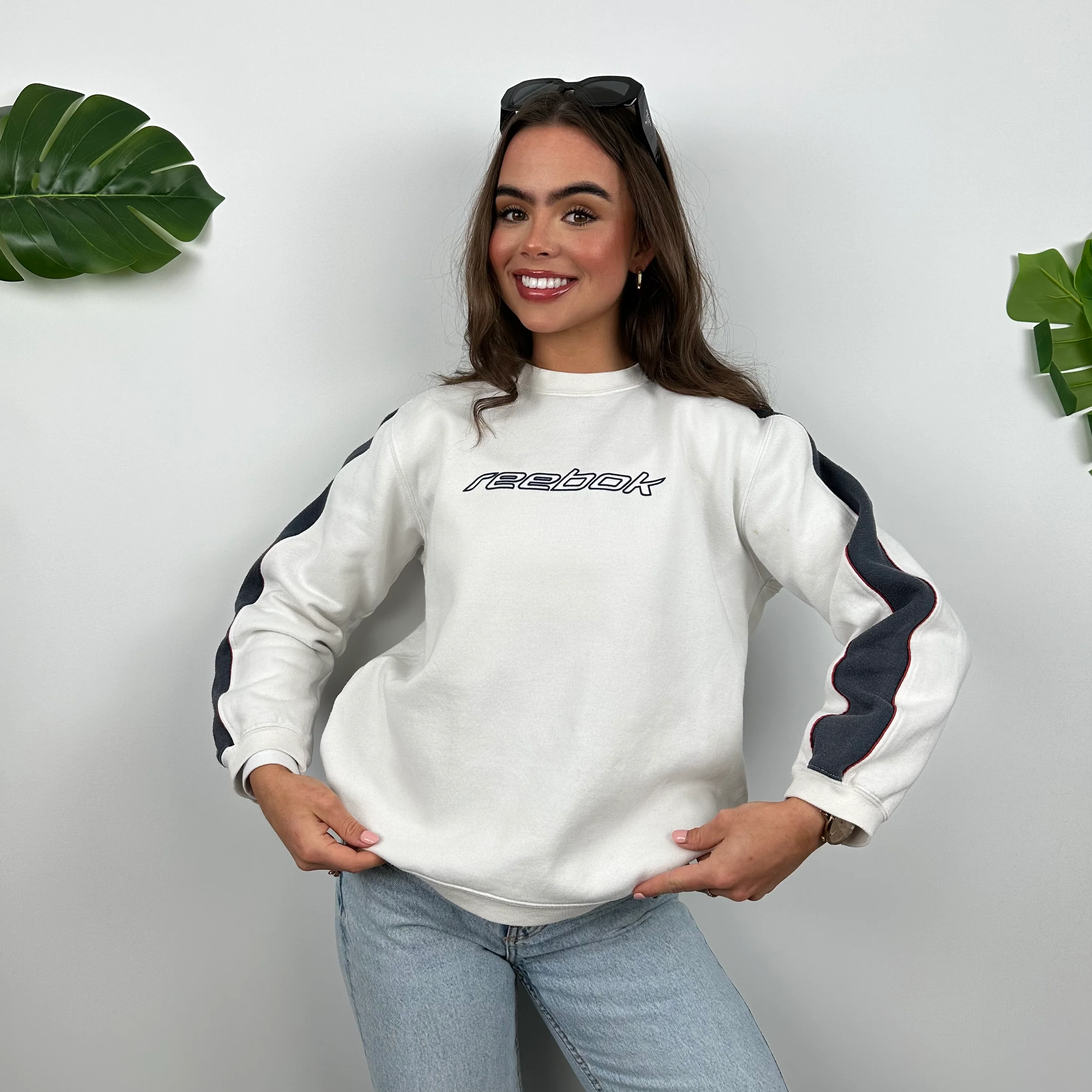 Reebok White Spell Out Sweatshirt (M) - Image 4
