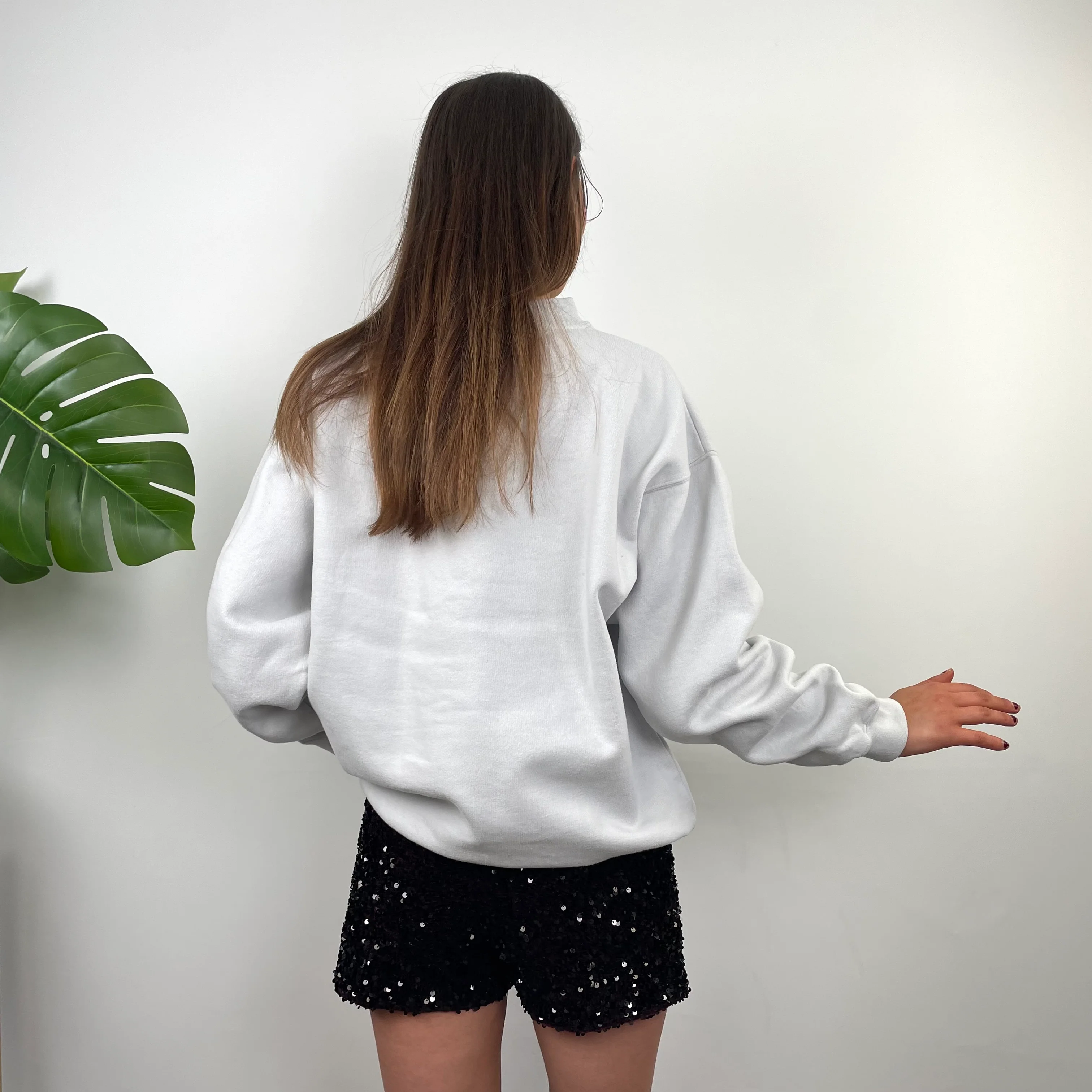 Reebok White Embroidered Spell Out Sweatshirt (S) - Image 4