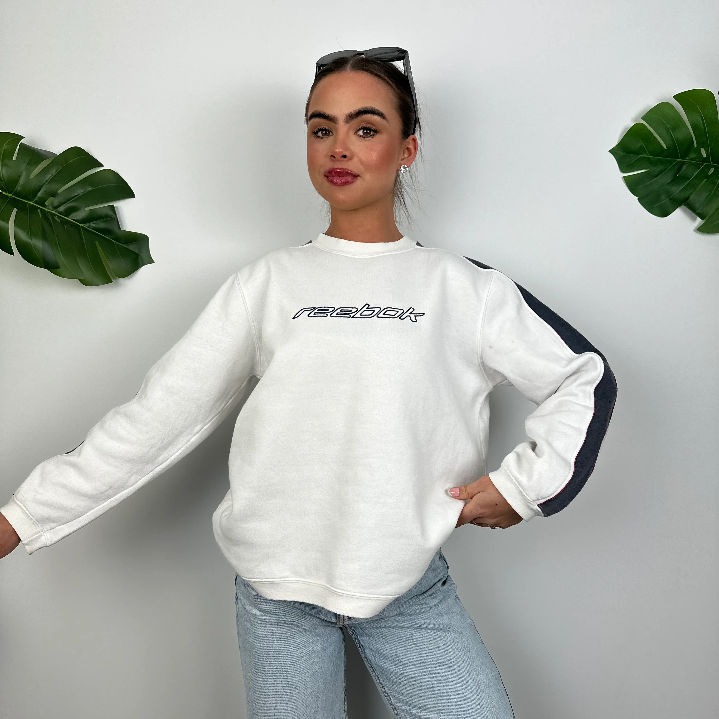 Reebok White Spell Out Sweatshirt (M) - Image 2