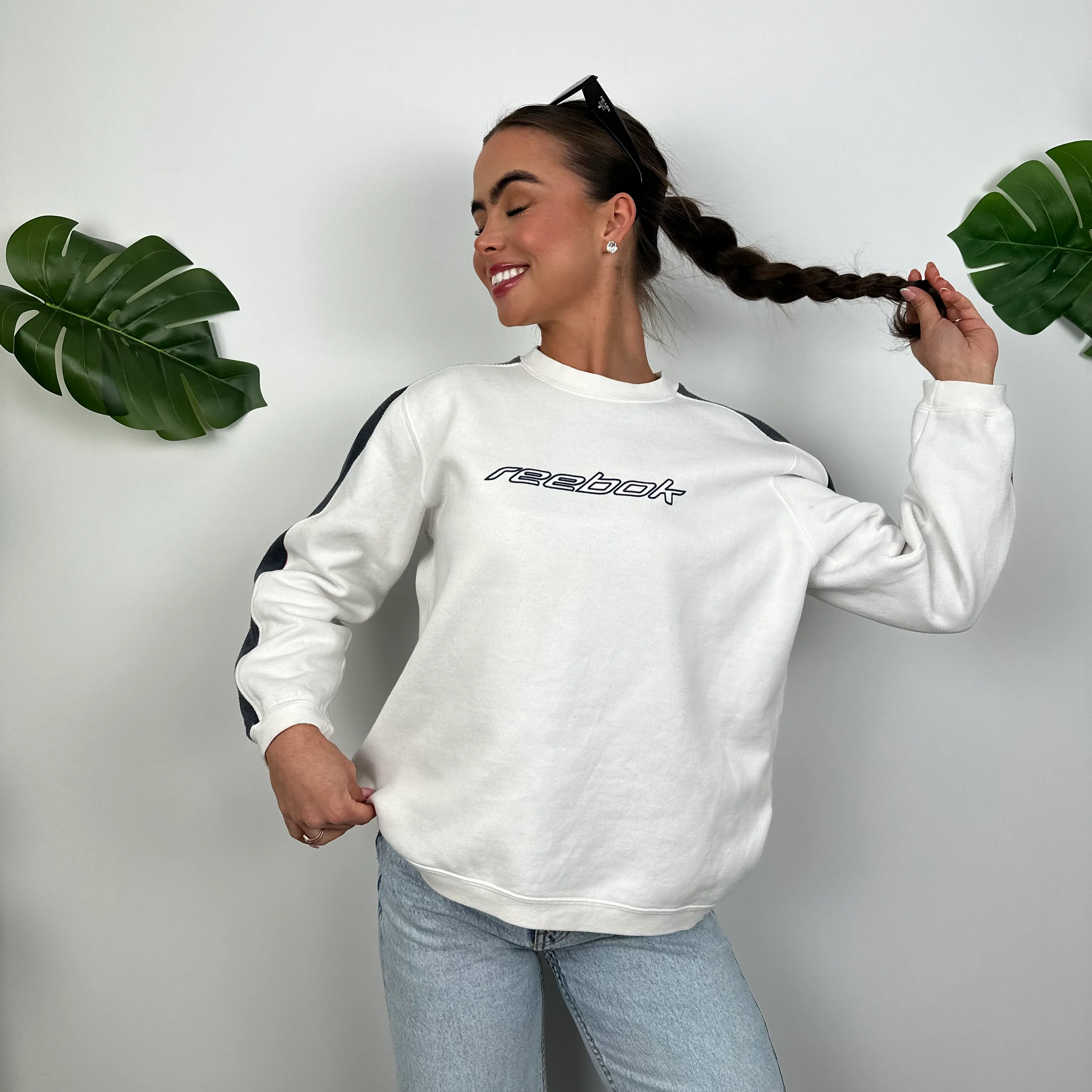 Reebok White Spell Out Sweatshirt (M) - Image 3