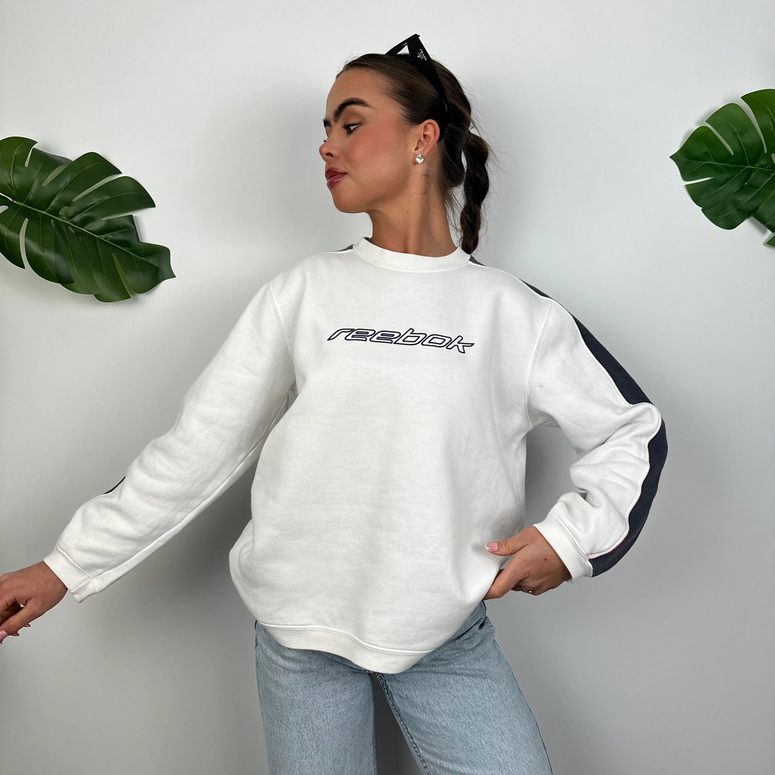 Reebok White Spell Out Sweatshirt (M) - Image 5