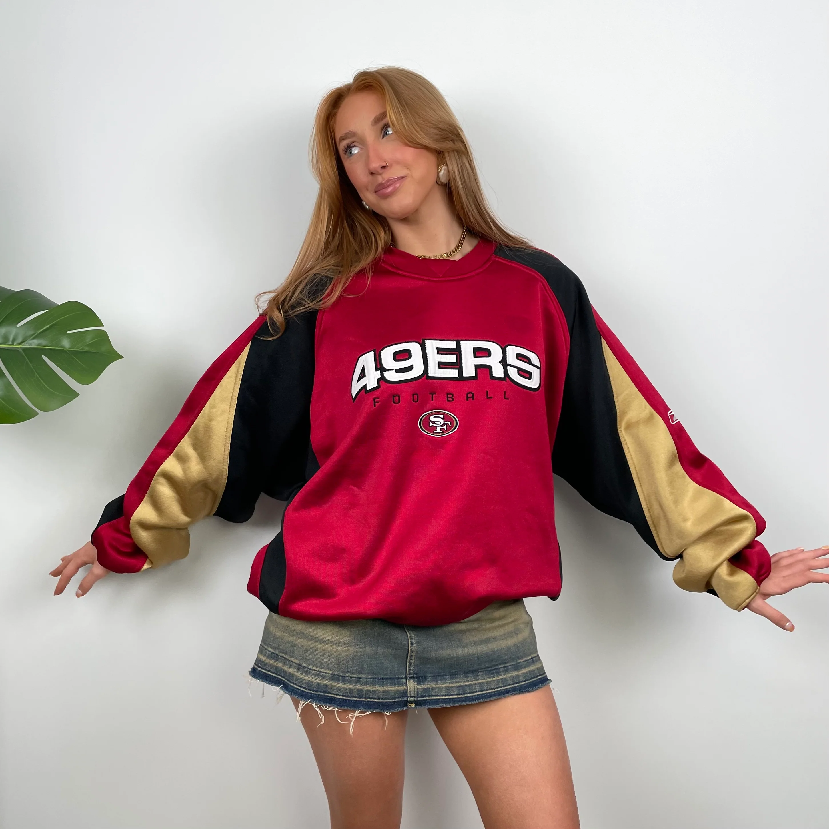 Reebok X NFL San Francisco 49ers Embroidered Spell Out Sweatshirt (L)
