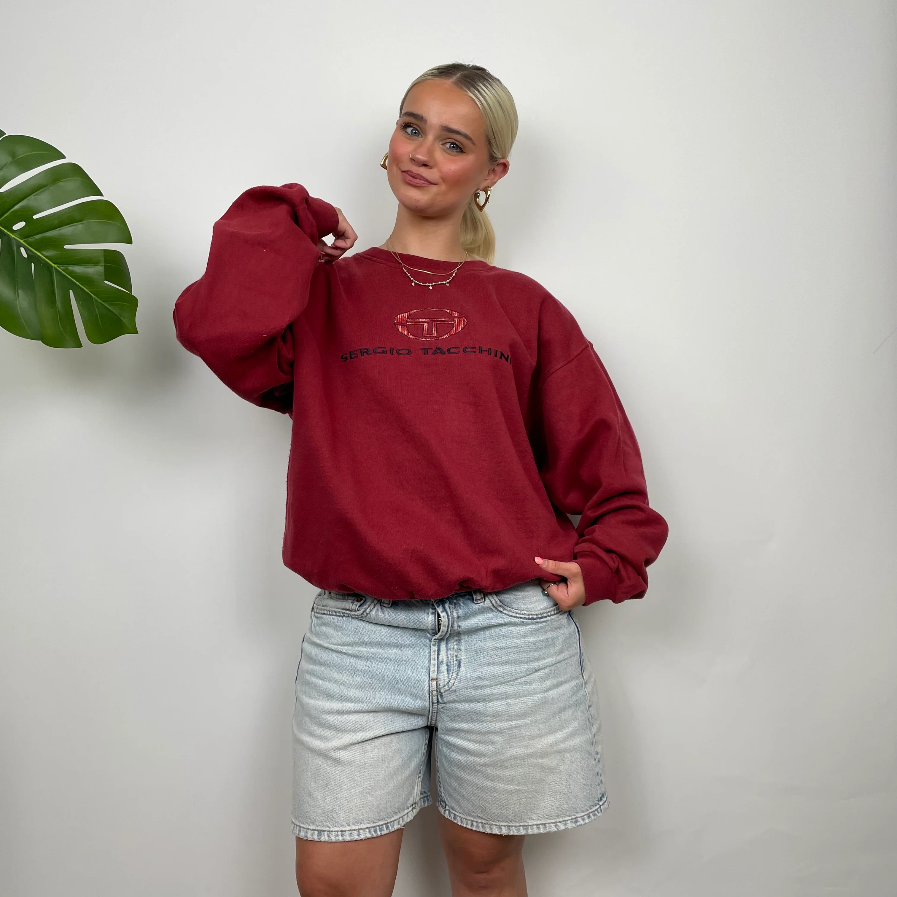 Sergio Tacchini Red Embroidered Spell Out Sweatshirt (M) - Image 4