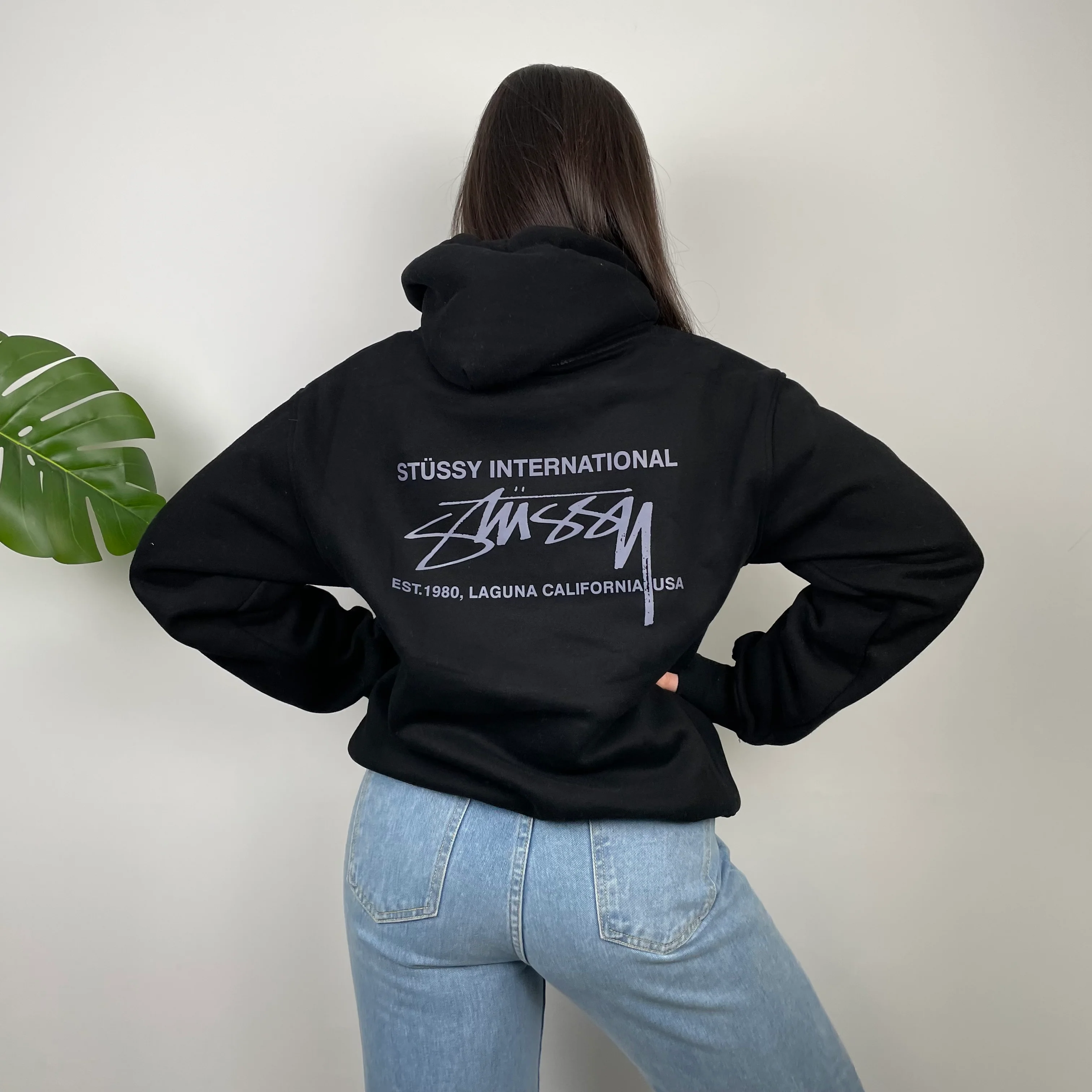 Stussy Black Spell Out Hoodie (M)