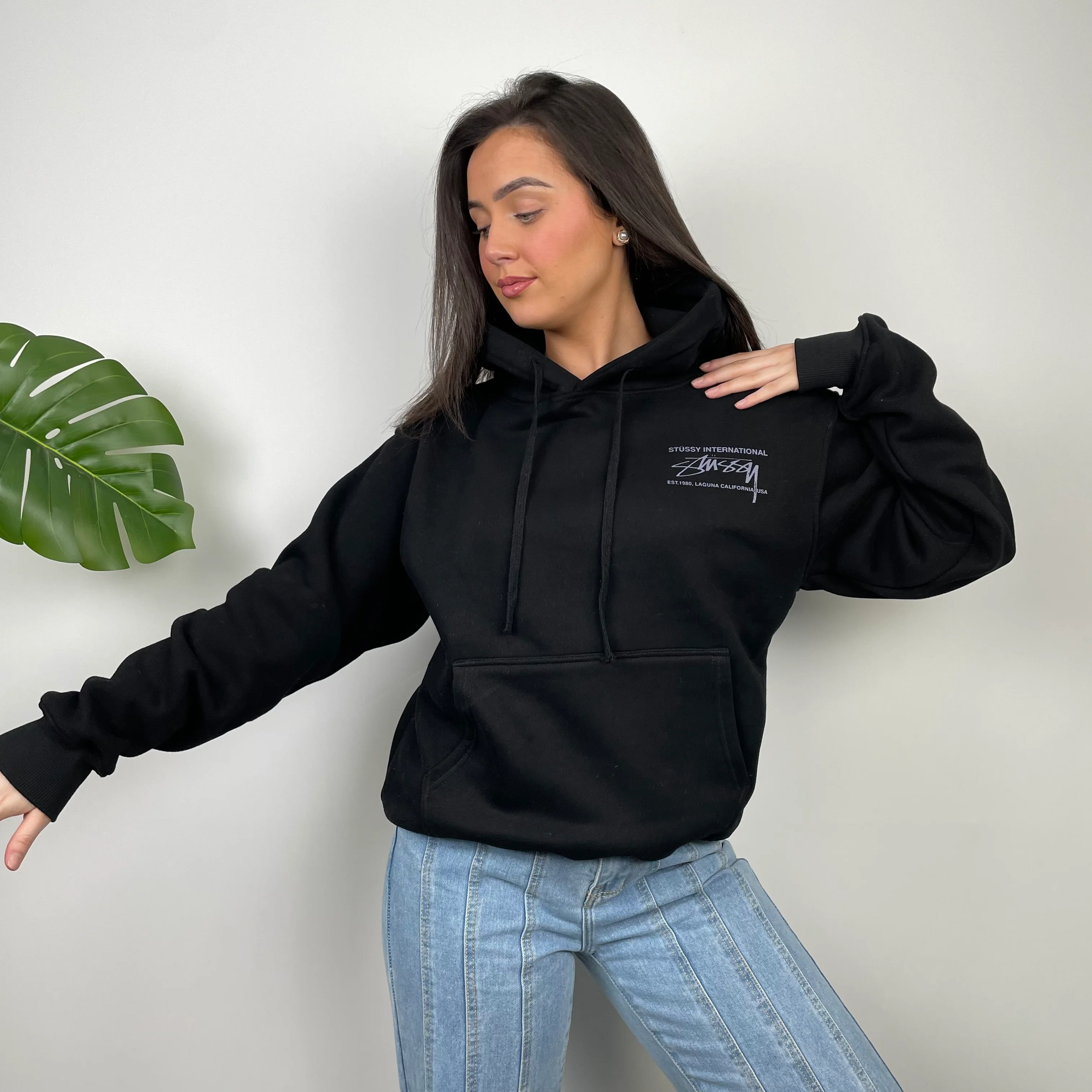 Stussy Black Spell Out Hoodie (M) - Image 4