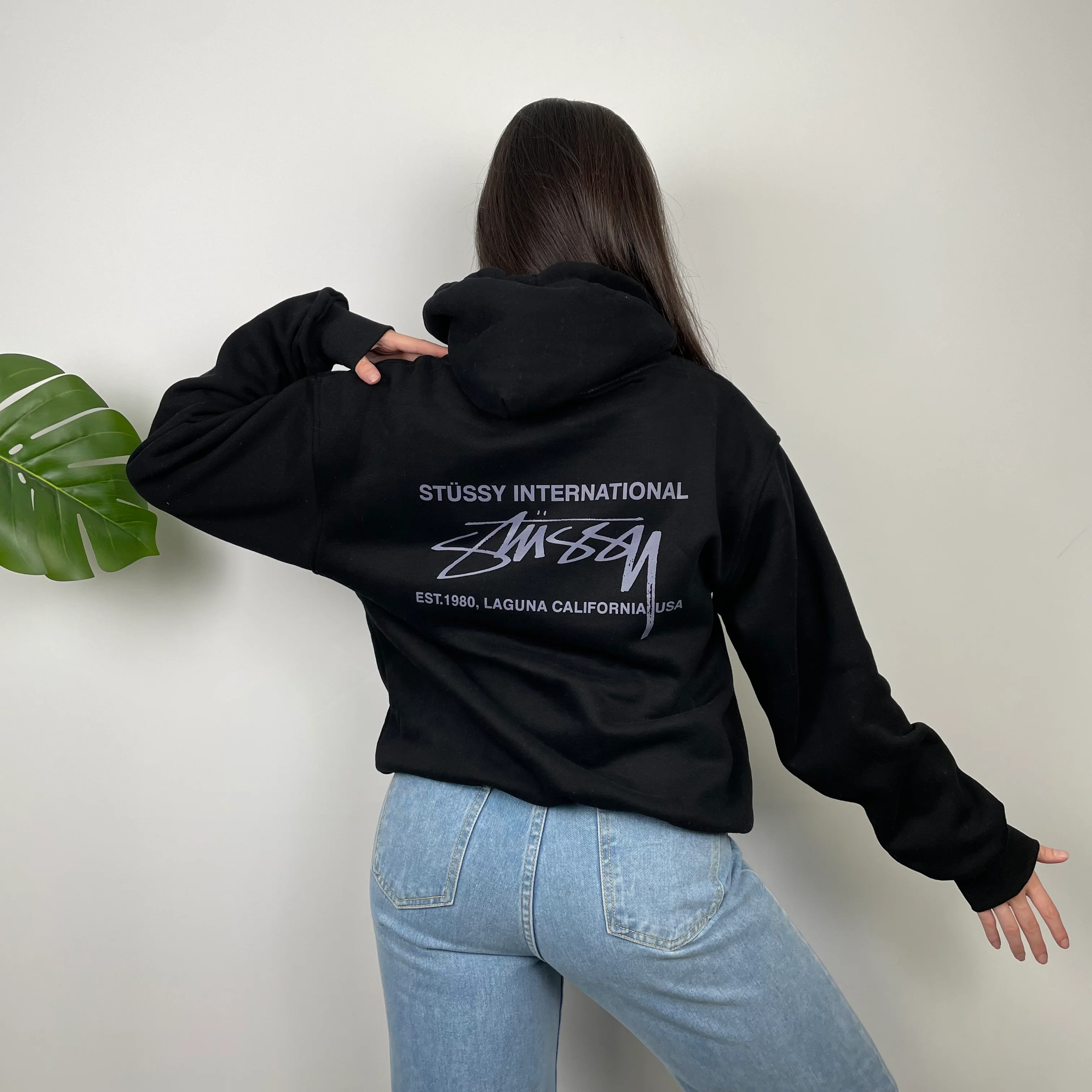 Stussy Black Spell Out Hoodie (M) - Image 5