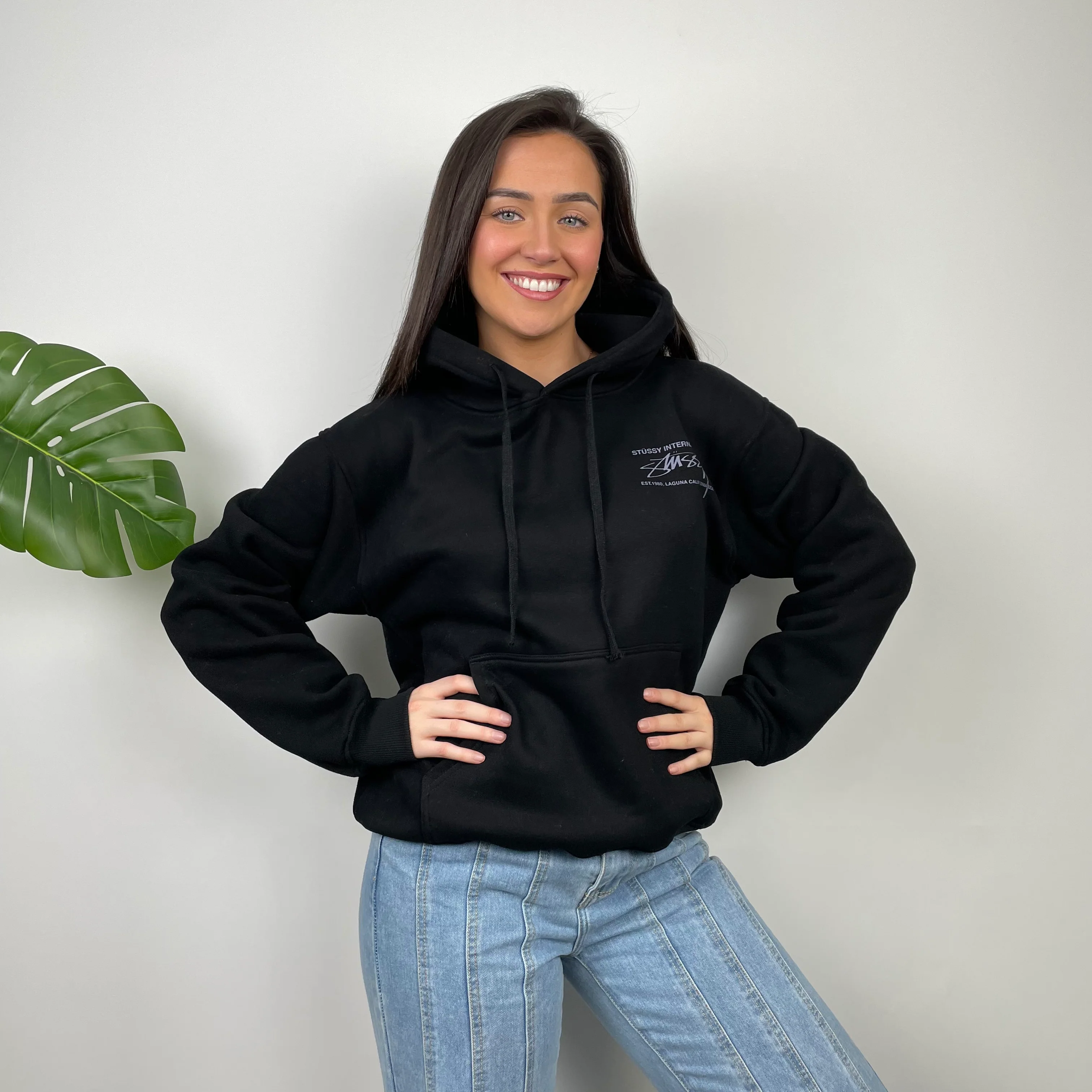 Stussy Black Spell Out Hoodie (M) - Image 7