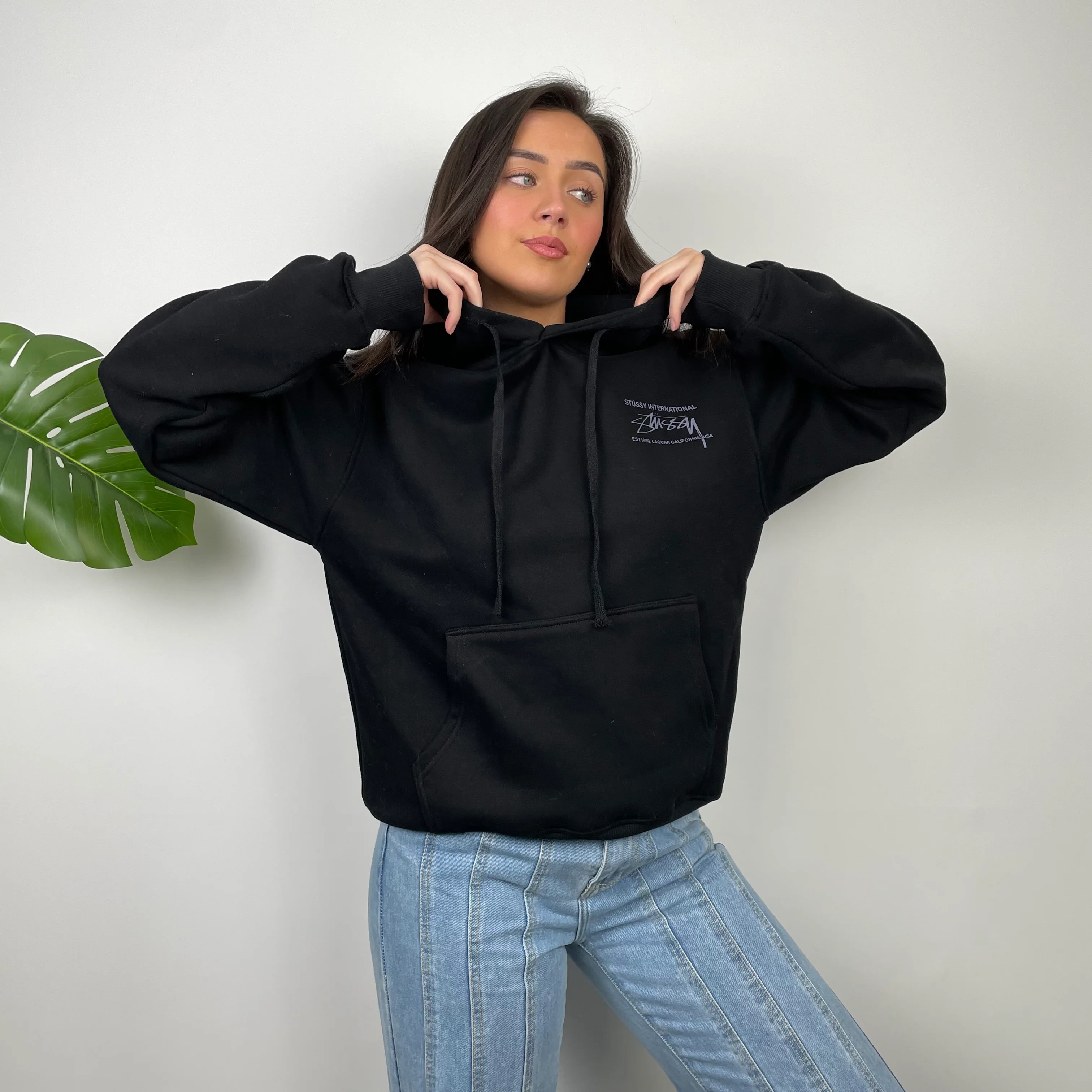Stussy Black Spell Out Hoodie (M) - Image 8