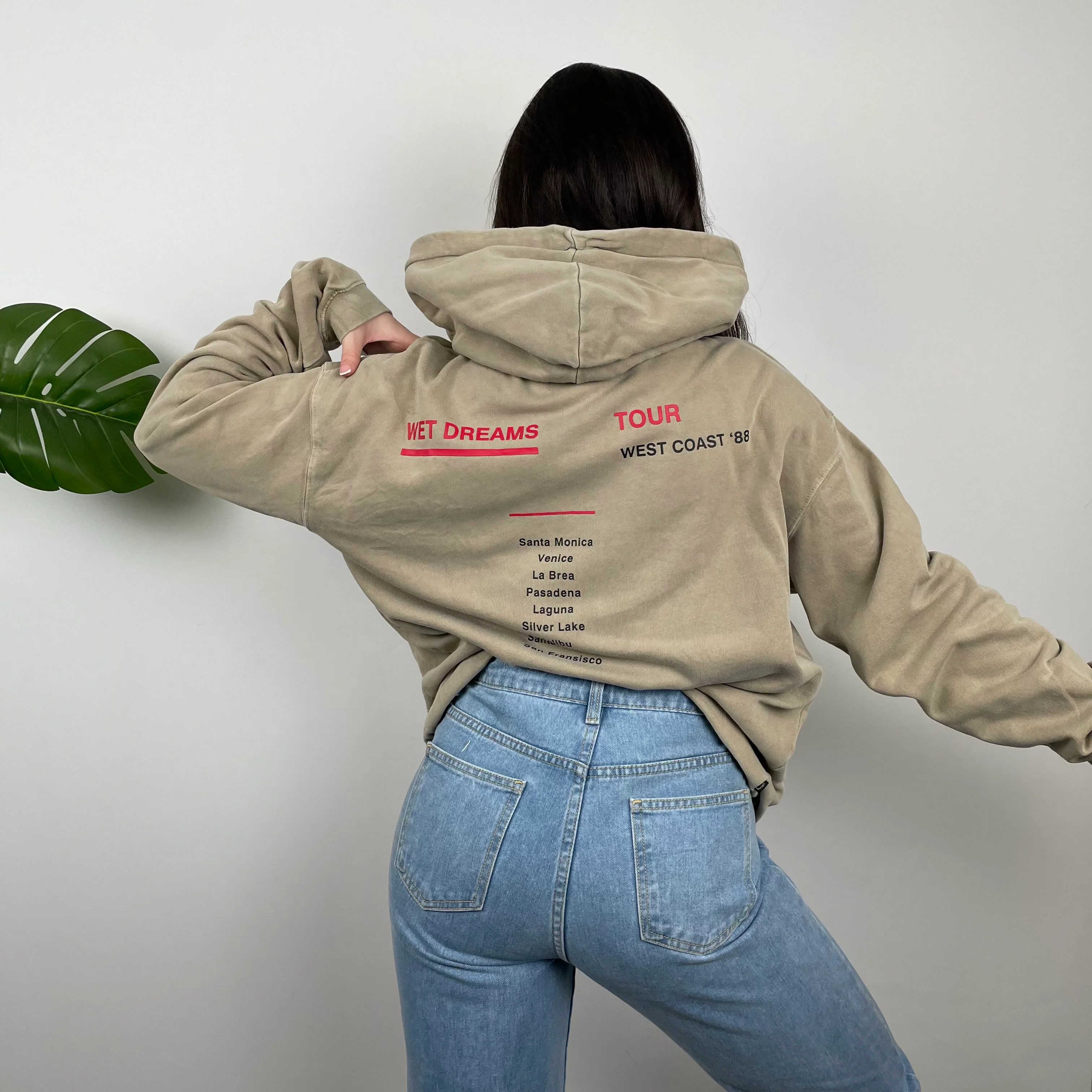 Stussy Brown Embroidered Spell Out Hoodie (L) - Image 4