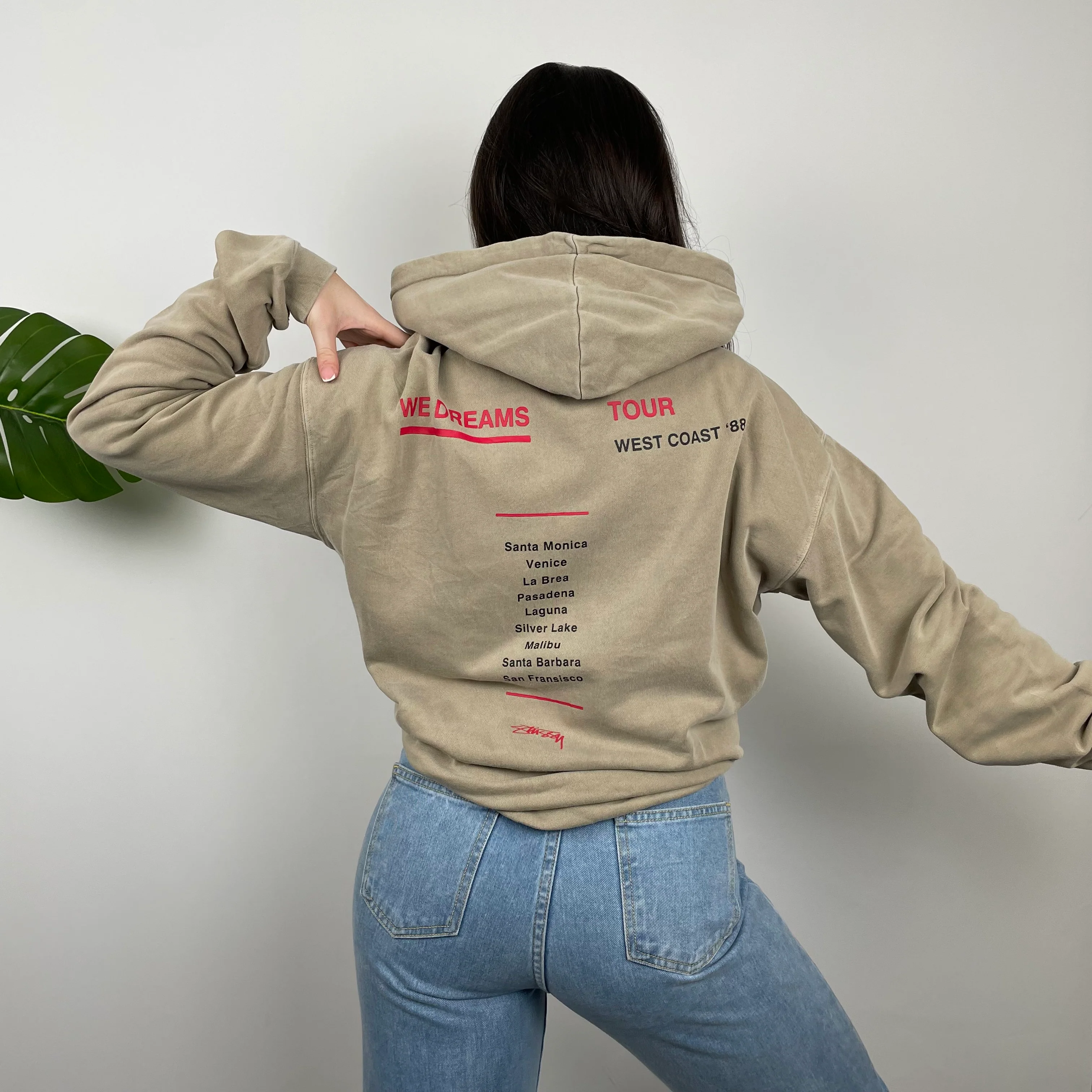 Stussy Brown Embroidered Spell Out Hoodie (L) - Image 8
