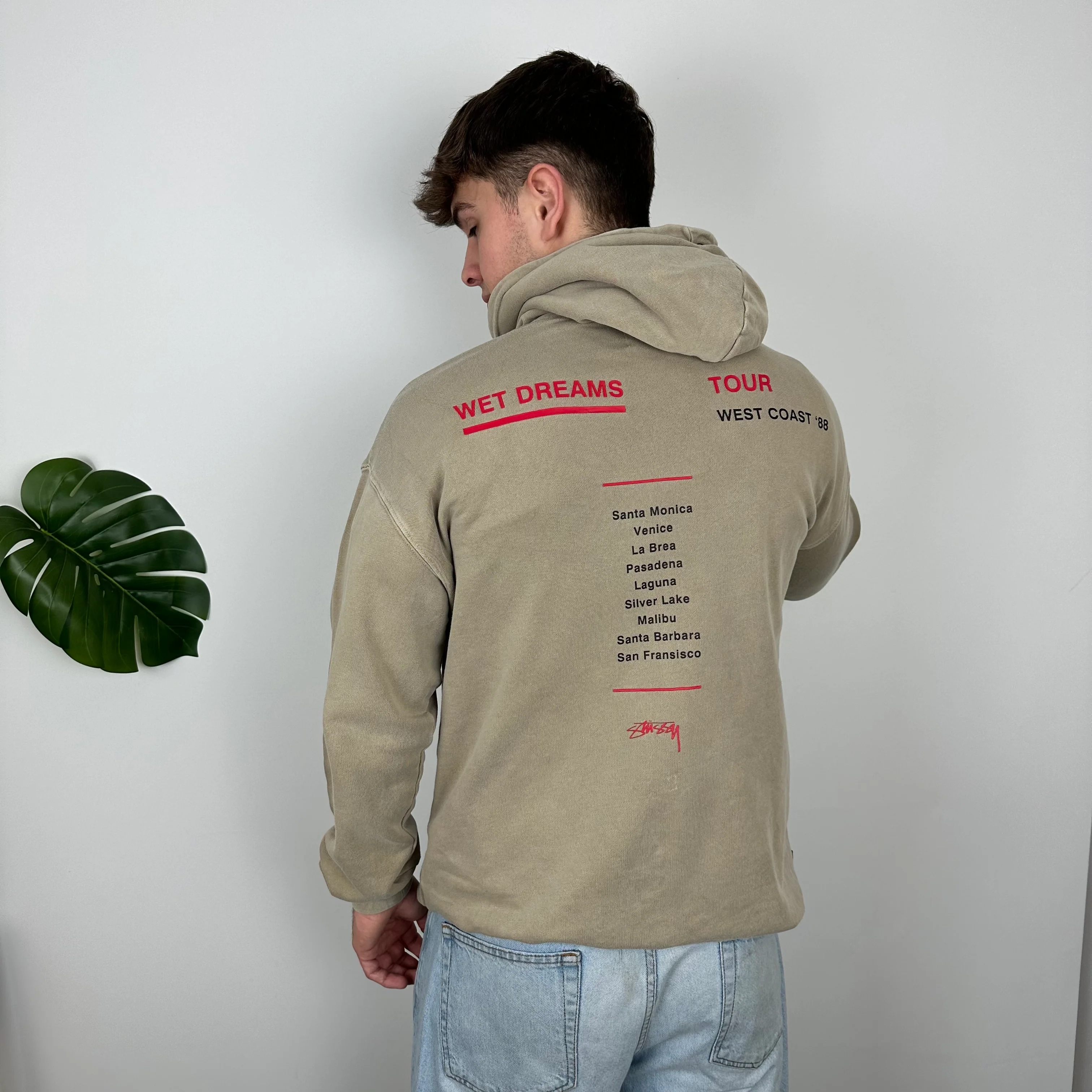 Stussy Brown Embroidered Spell Out Hoodie (L) - Image 10